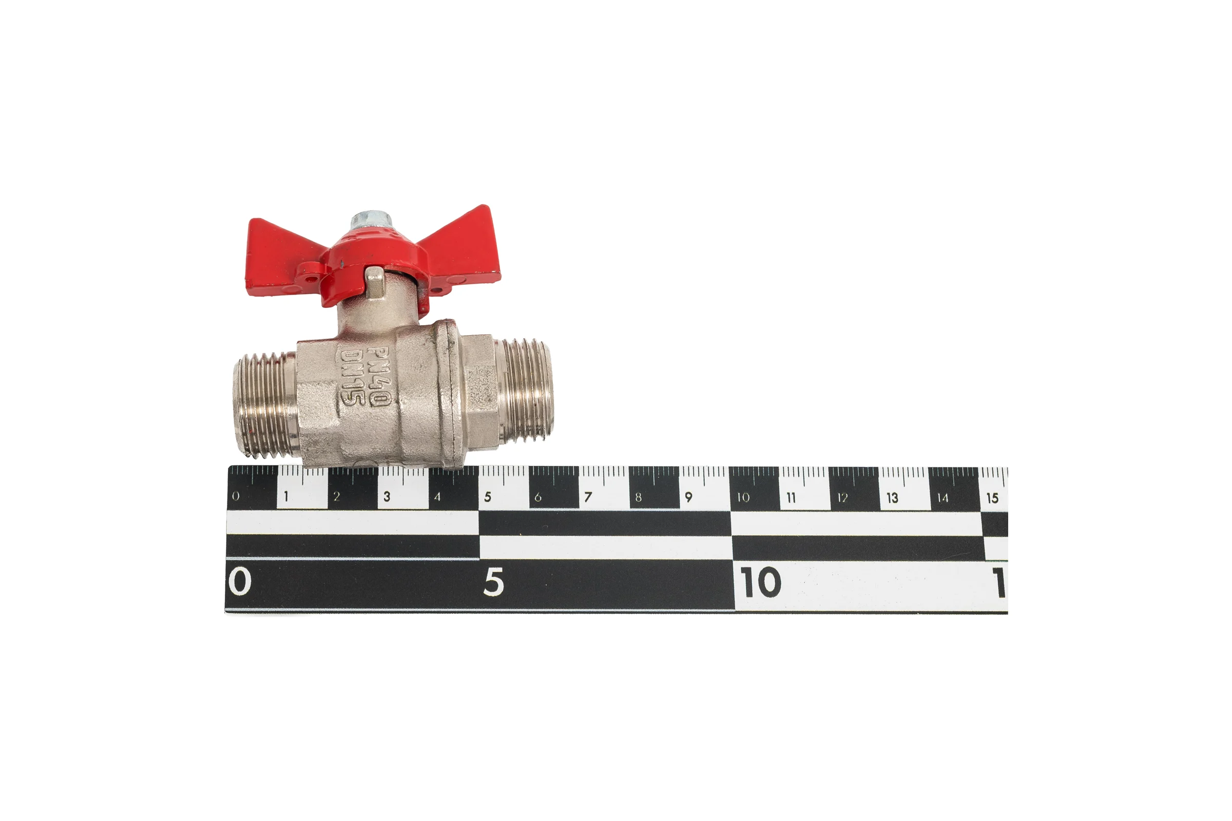 Кран шаровой Valfex N/P59 бирка для воды, 3/4" НР/НР, ручка бабочка, латунный никелированный 11Б27фт1М VF.219.NB1.034.N/P59.Bir