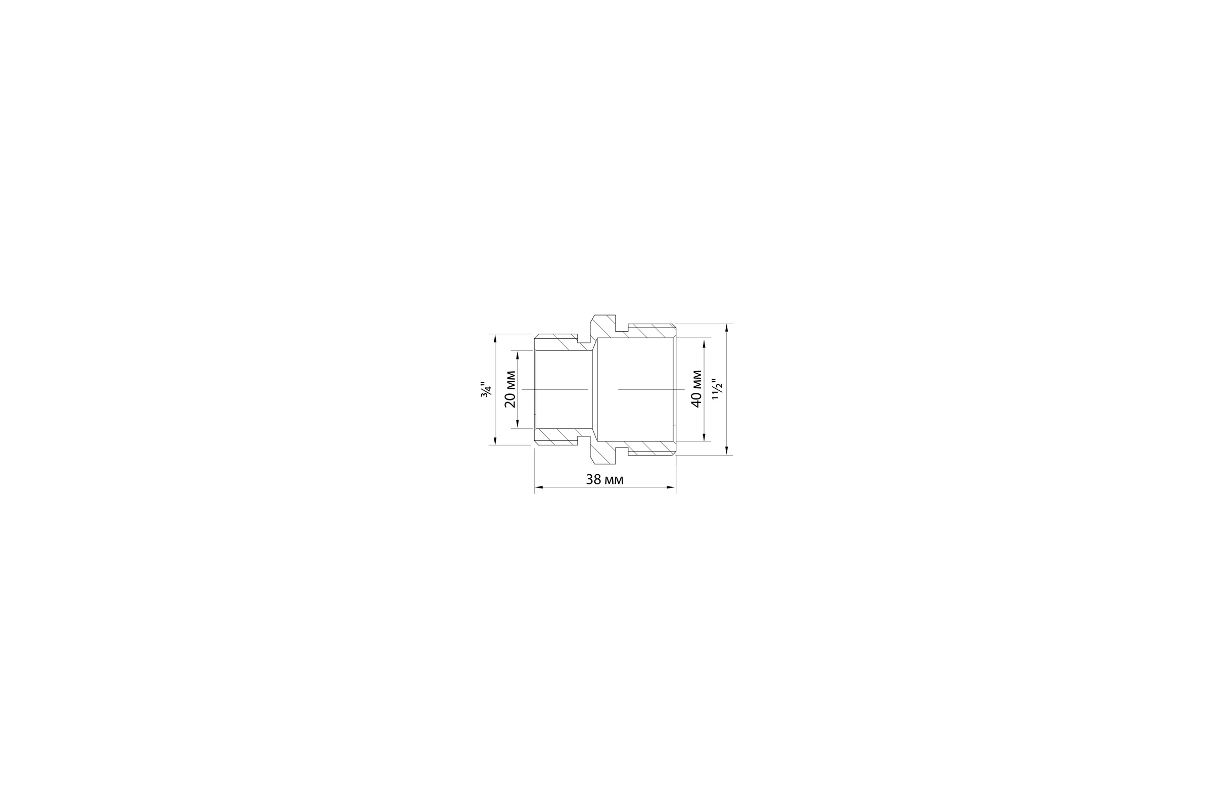 Переходной ниппель VRT 1 1/2"-3/4", наружная/наружная 503067
