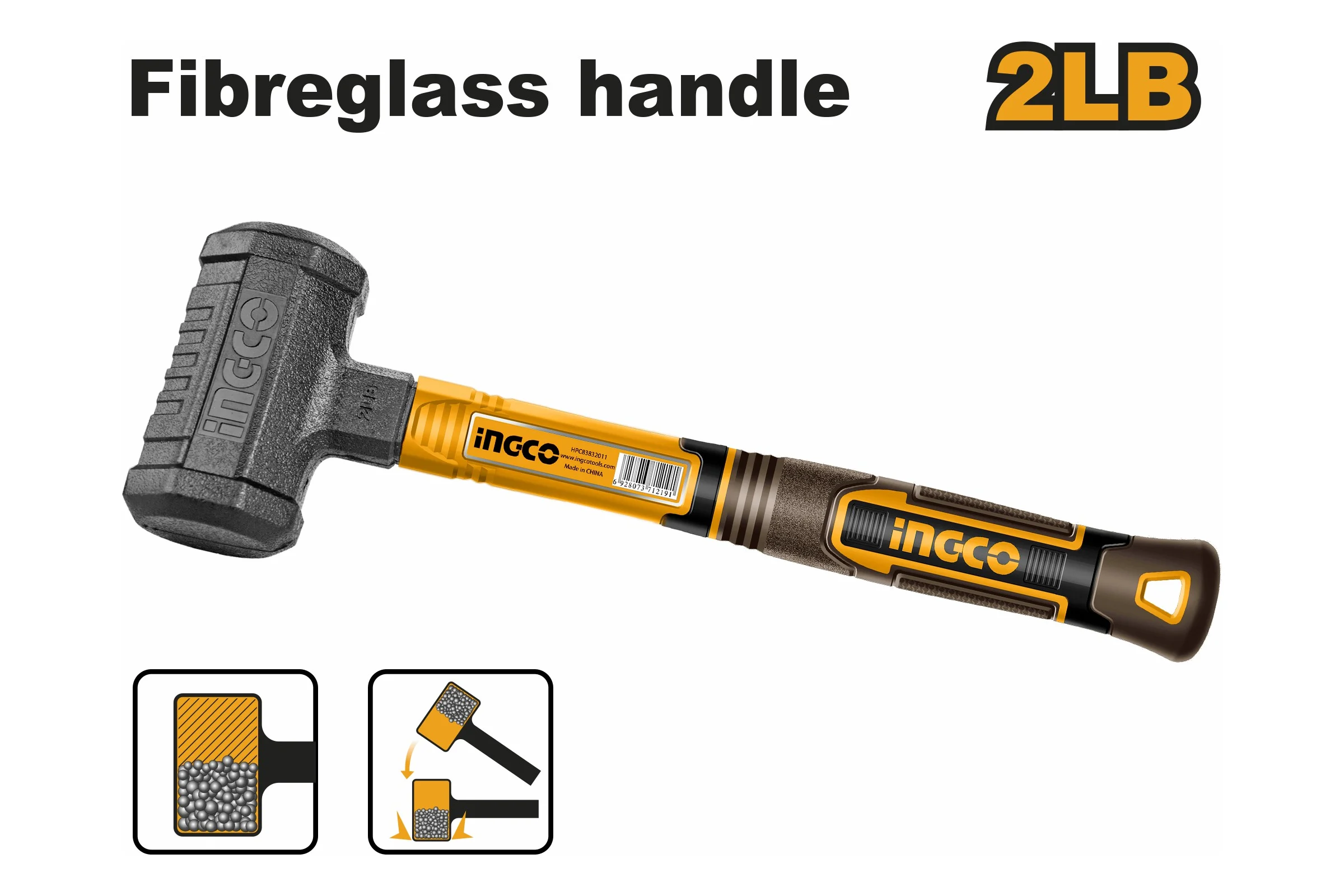 Молоток безынерционный INGCO INDUSTRIAL 900 г HDBM08028