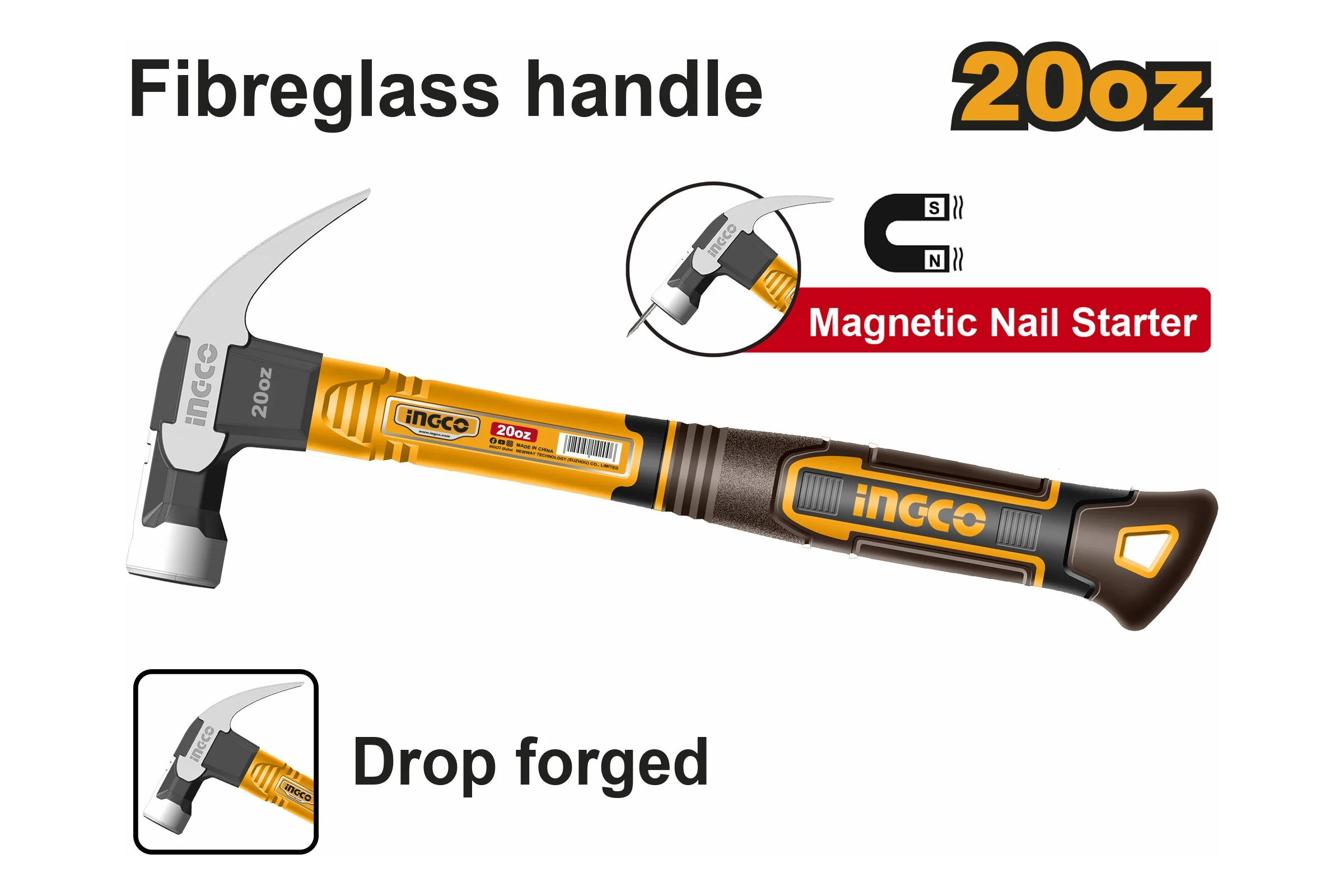 Молоток-гвоздодер INGCO SUPER INDUSTRIAL 560 г HCH81020