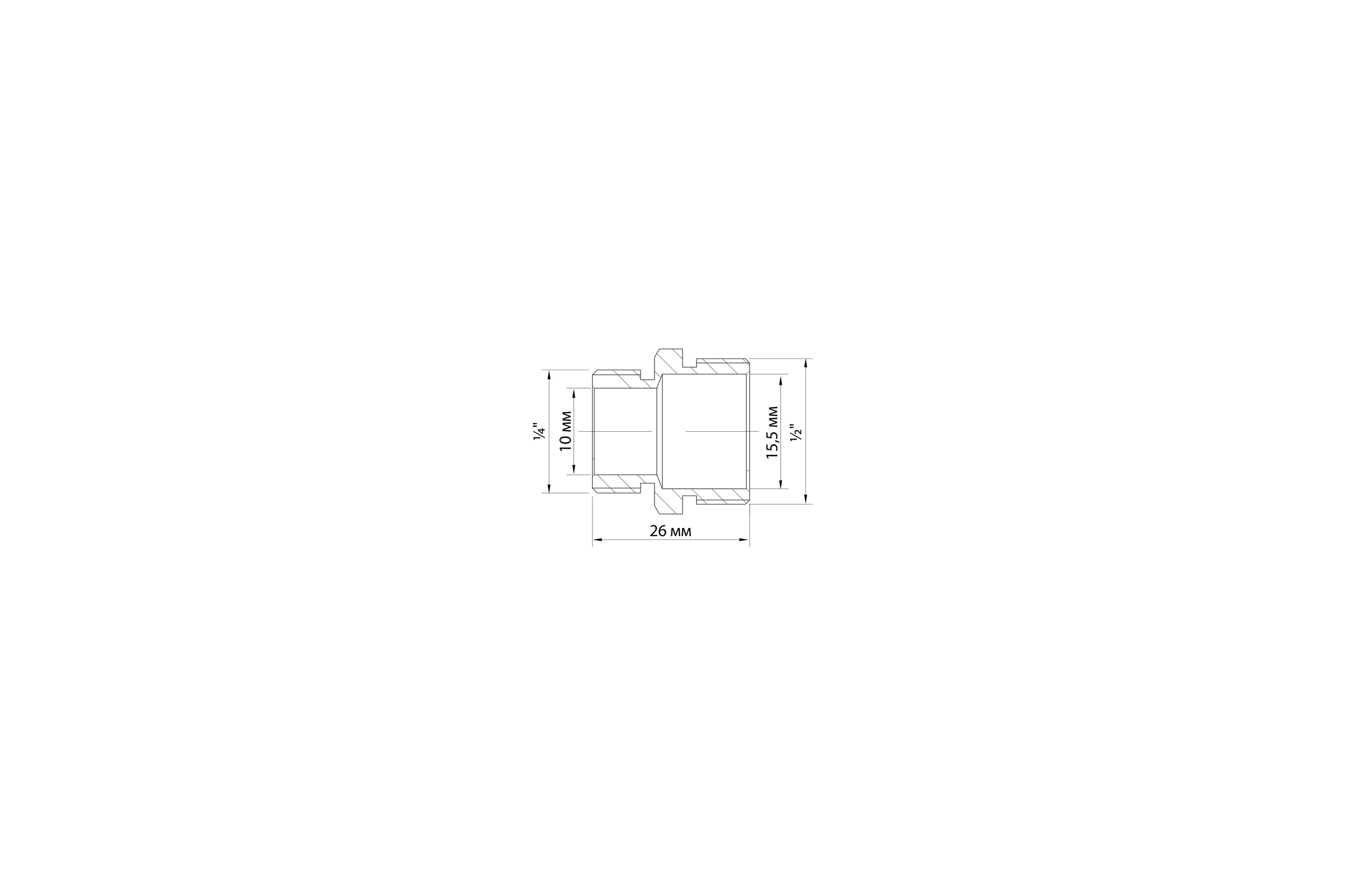 Переходной ниппель VRT 1/2"-1/4", наружная/наружная, никель 1909-001508 505348