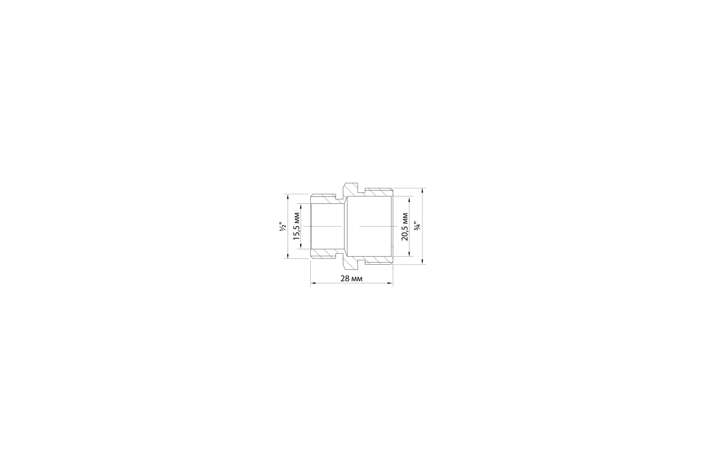 Переходной ниппель VRT 3/4"-1/2", наружная/наружная, никель 1909-002015 281161