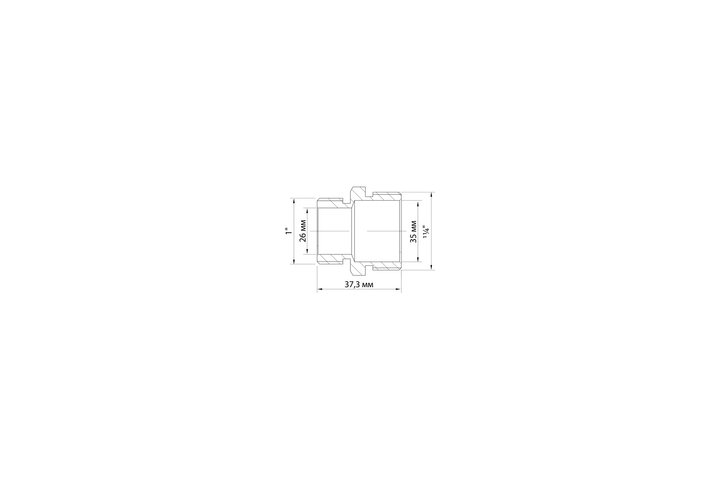 Переходной ниппель VRT 1 1/4"-1", наружная/наружная, никель 1909-003225 508020