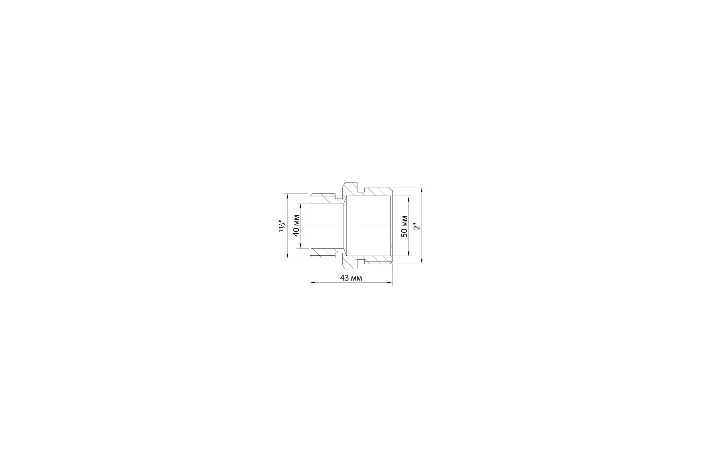 Переходной ниппель VRT 2"-1 1/2", наружная/наружная, никель 1909-005040 510007