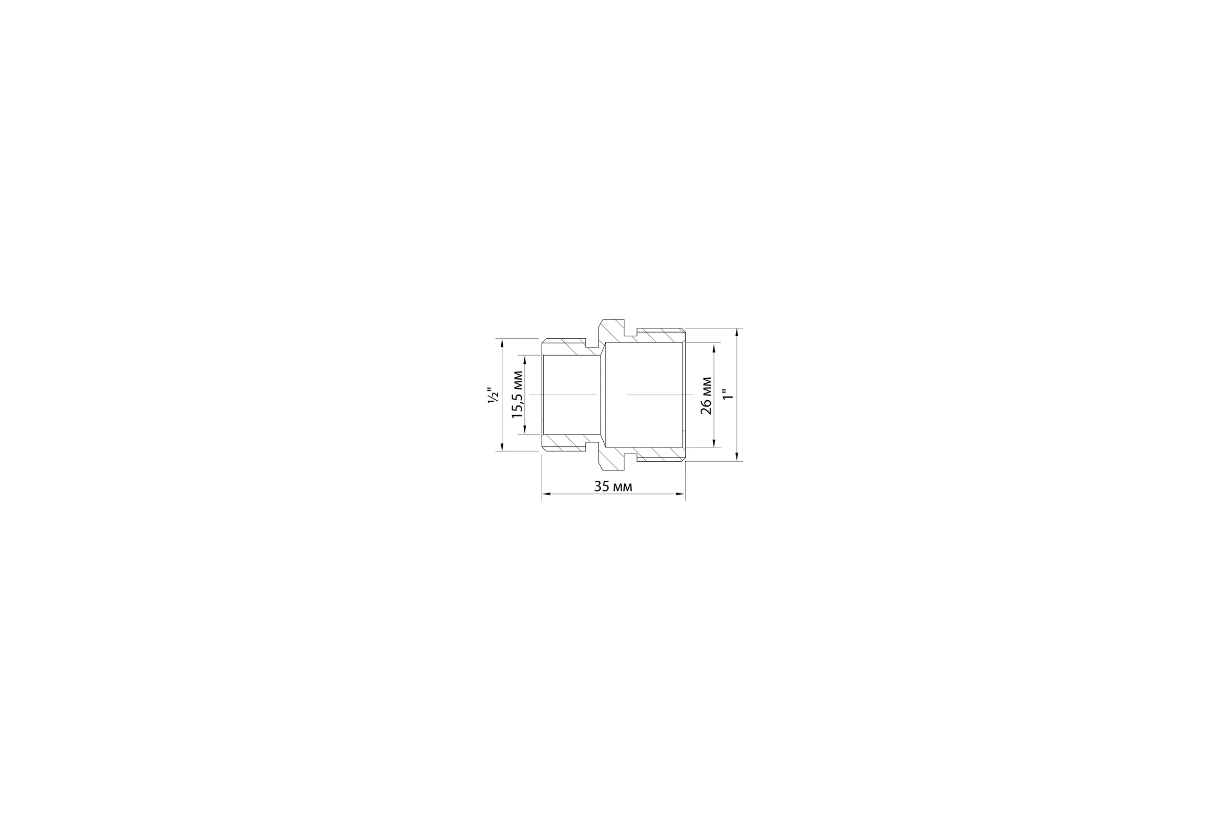 Переходной ниппель VRT 1"-1/2", наружная/наружная, никель 1909-002515 503070