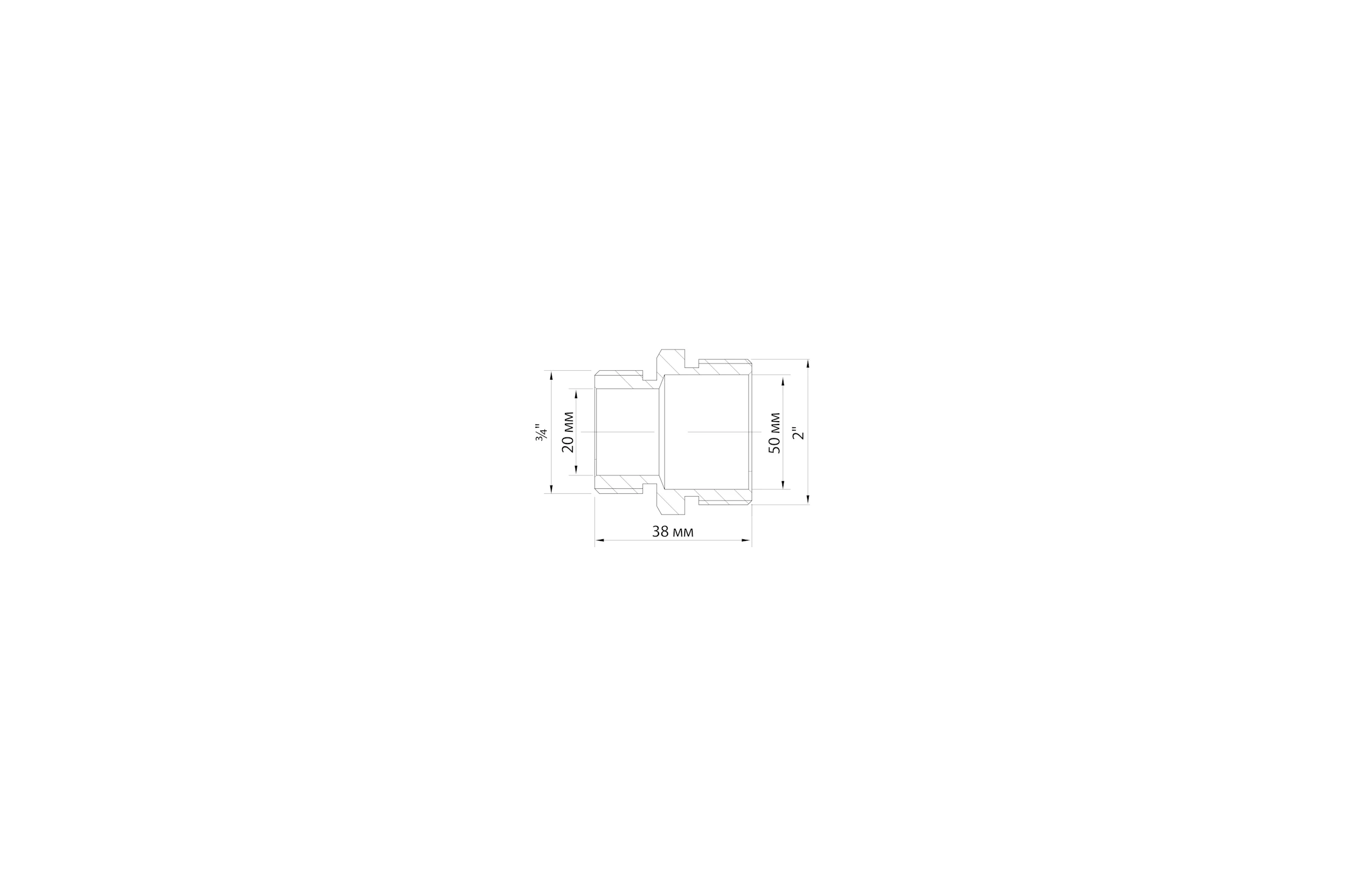 Переходной ниппель VRT 2"-3/4", наружная/наружная, никель 1909-005020 505349