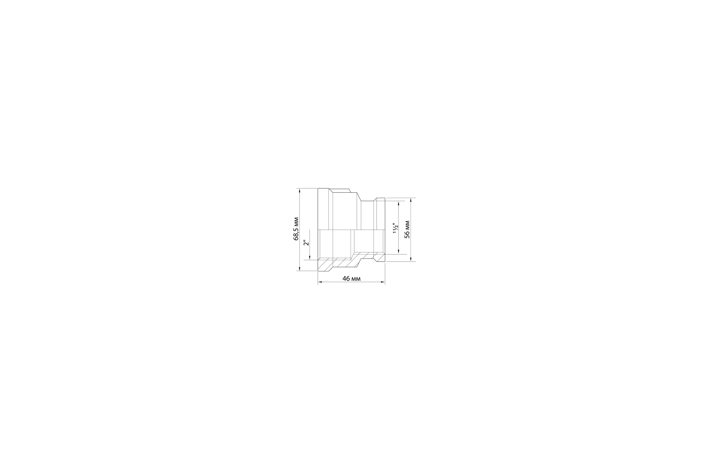Переходная муфта VRT 2"-1 1/2", внутренняя/внутренняя, никель 1908-005040 504383
