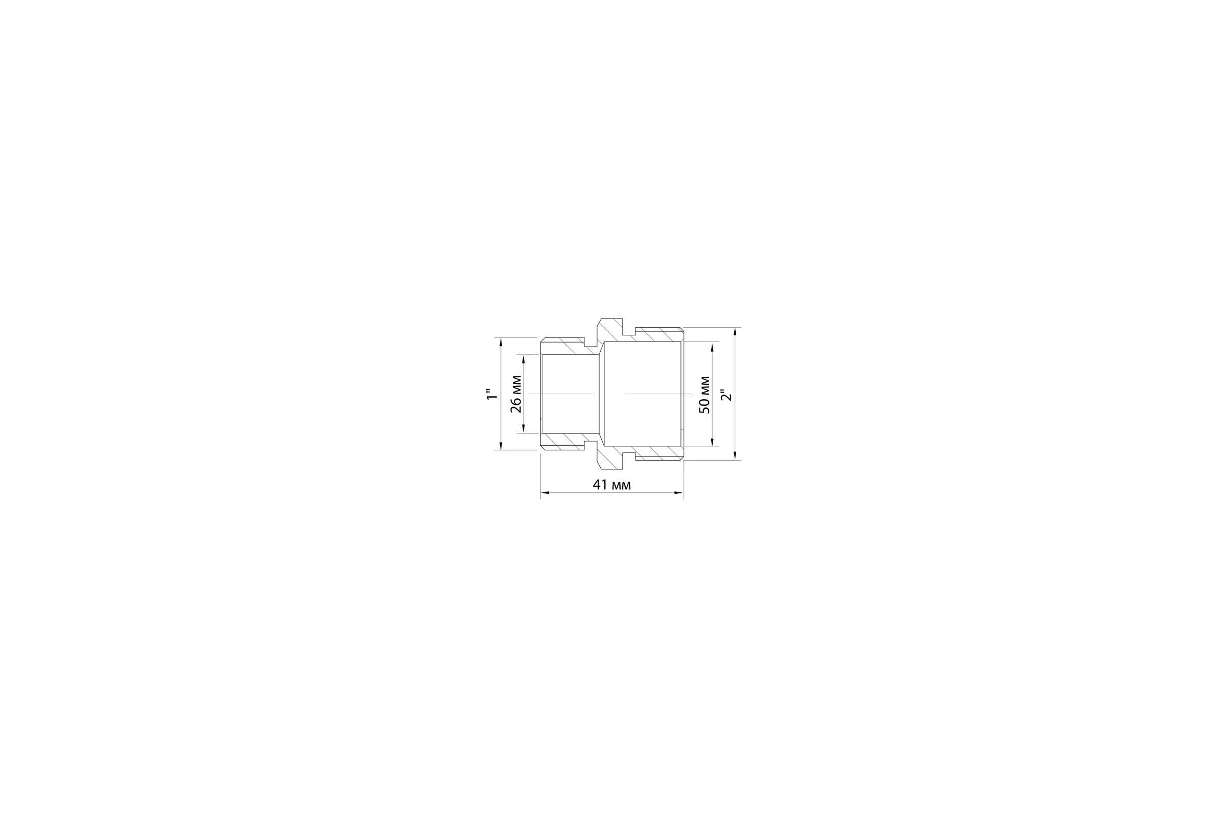 Переходной ниппель VRT 2"-1", наружная/наружная, никель 1909-005025 505350