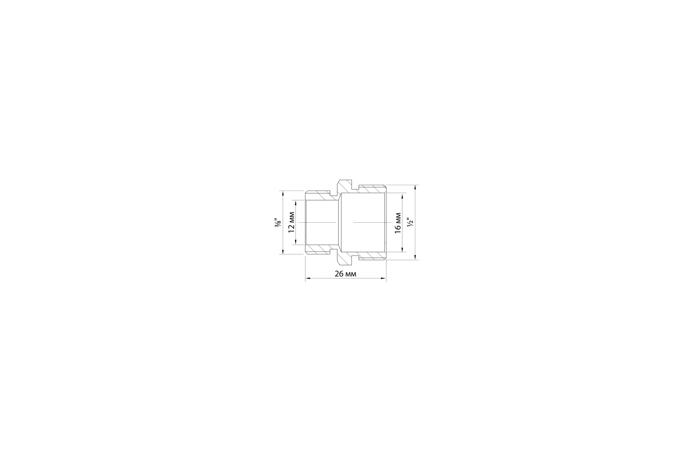 Переходной ниппель VRT 1/2"-3/8", наружная/наружная, никель 1909-001510 503071