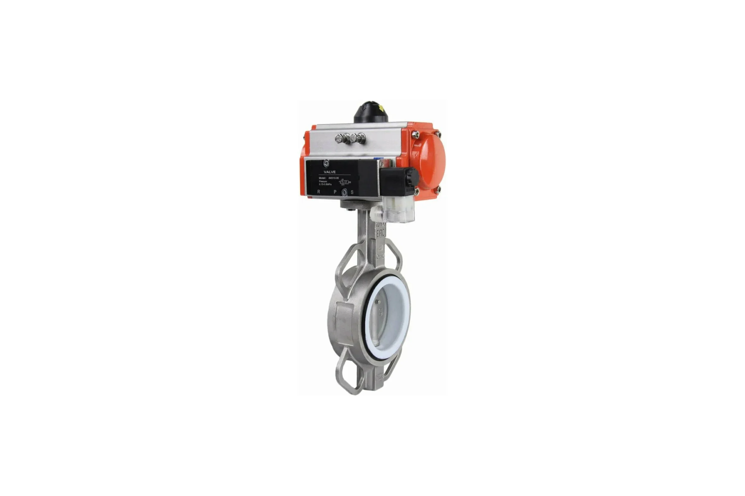 Затвор DN.ru 316L-316L-PTFE Ду250 Ру16 с пневмоприводом, пневмораспределителем D050-19205