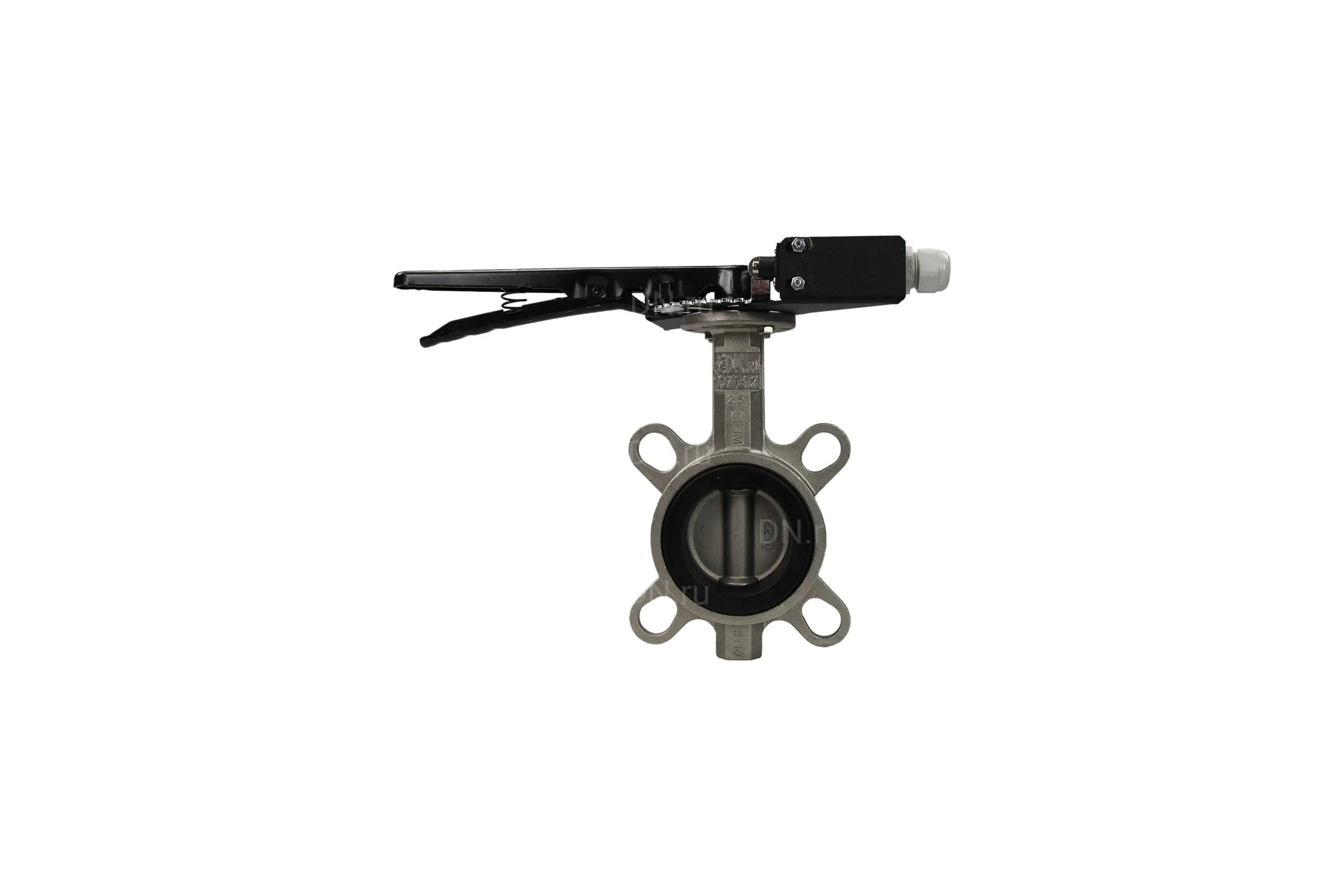 Затвор DN.ru 316L-316L-VITON Ду150 Ру16 с рукояткой и концевыми датчиками D050-13657