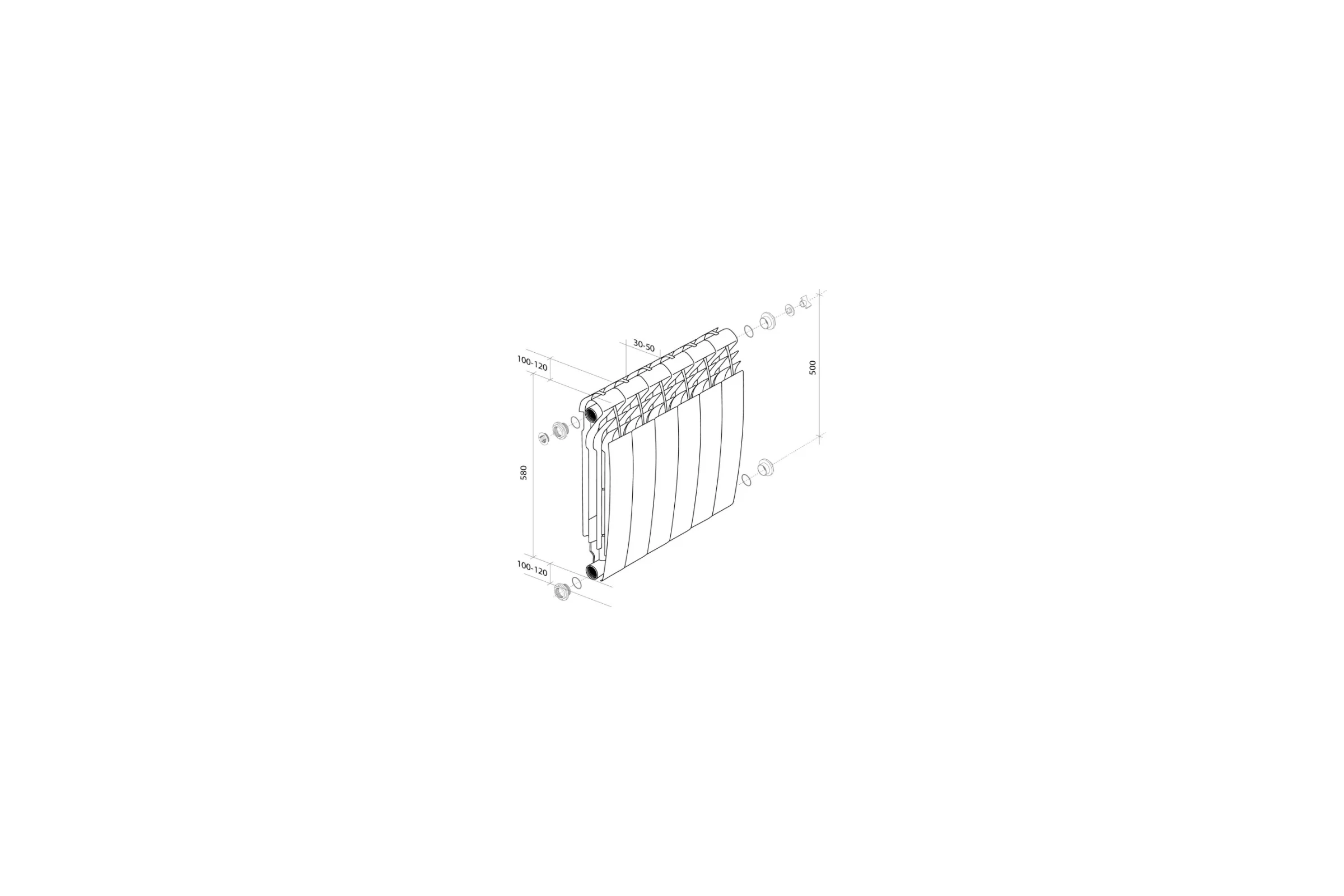 Радиатор ROYAL THERMO Biliner Alum 500 Silver Satin - 8 секций НС-1250258