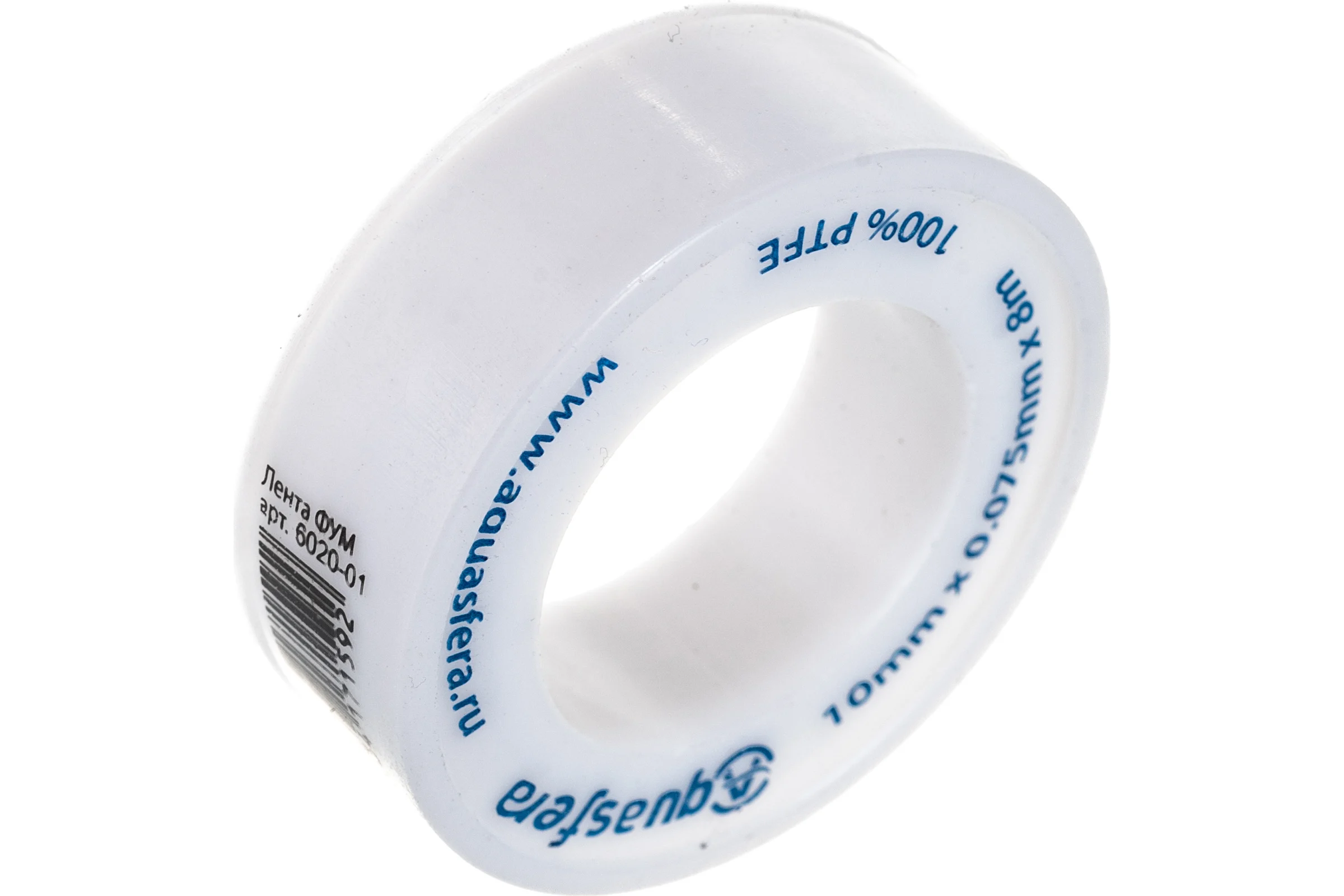 Лента Aquasfera ФУМ катушка 10мм х 0,075мм х 8м PTFE вода 6020 6020-01 008-0543