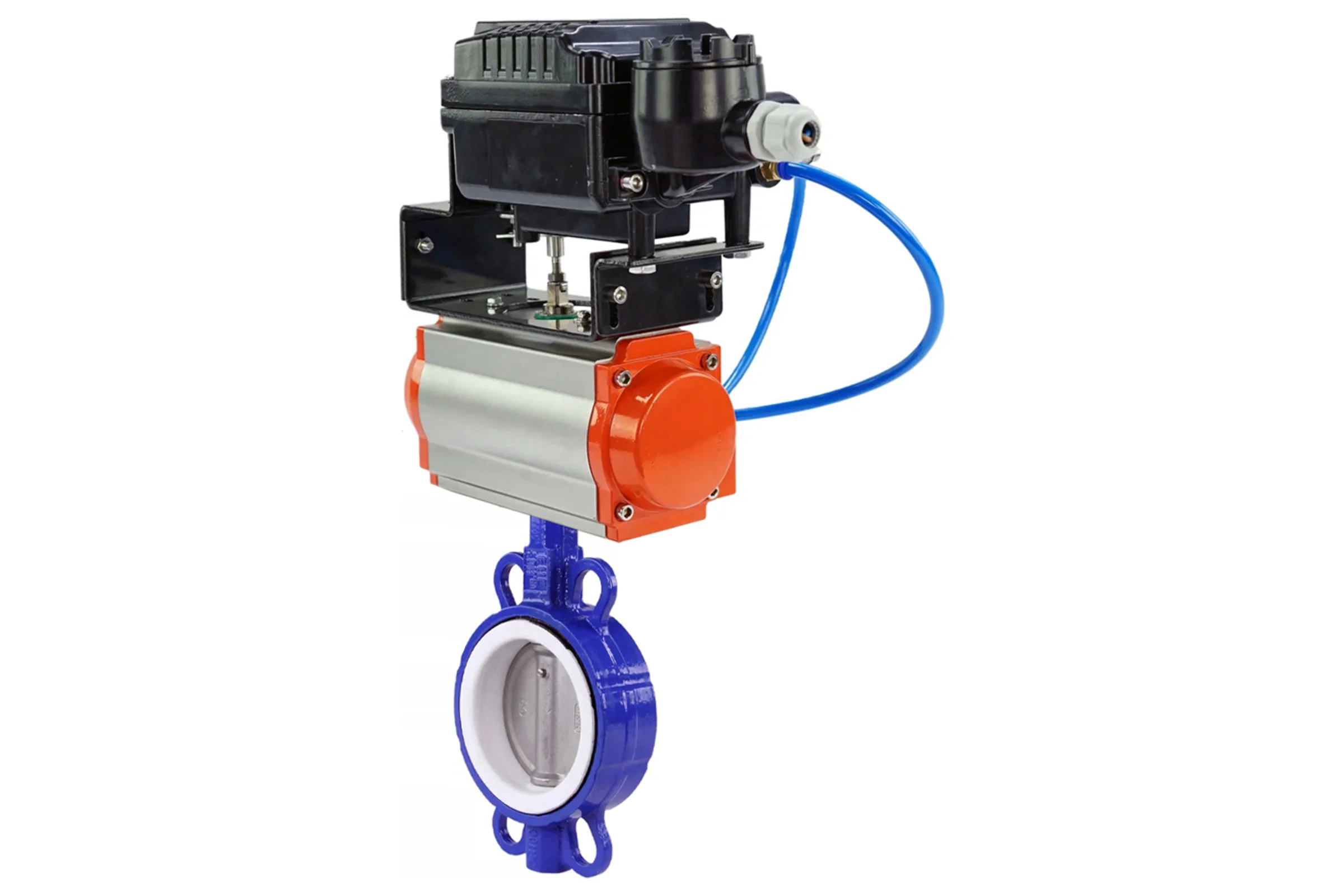 Затвор DN.ru WCB-316L-PTFE Ду65 Ру16 с пневмоприводом, пневмопозиционером D050-09581