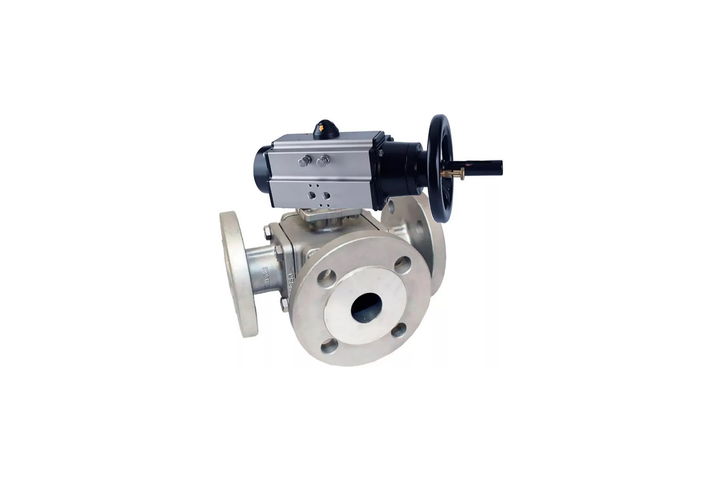 Шаровой кран DN.ru 316-316-PTFE L-тип Ду100 Ру16, пневмопривод D160-32743