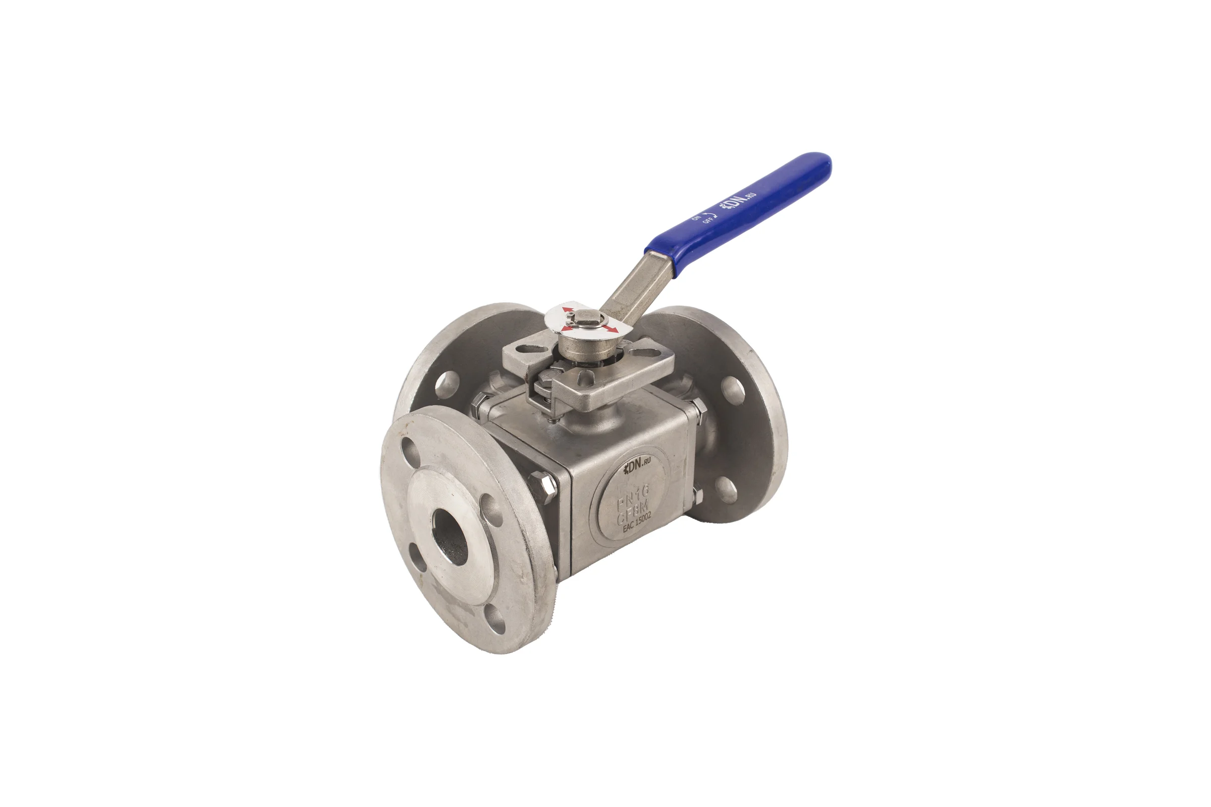 Шаровой полнопроходной кран DN.ru 316-316-PTFE-16 3-ходовой L-тип Ду100 Ру16 с ISO-фланцем D160-28054