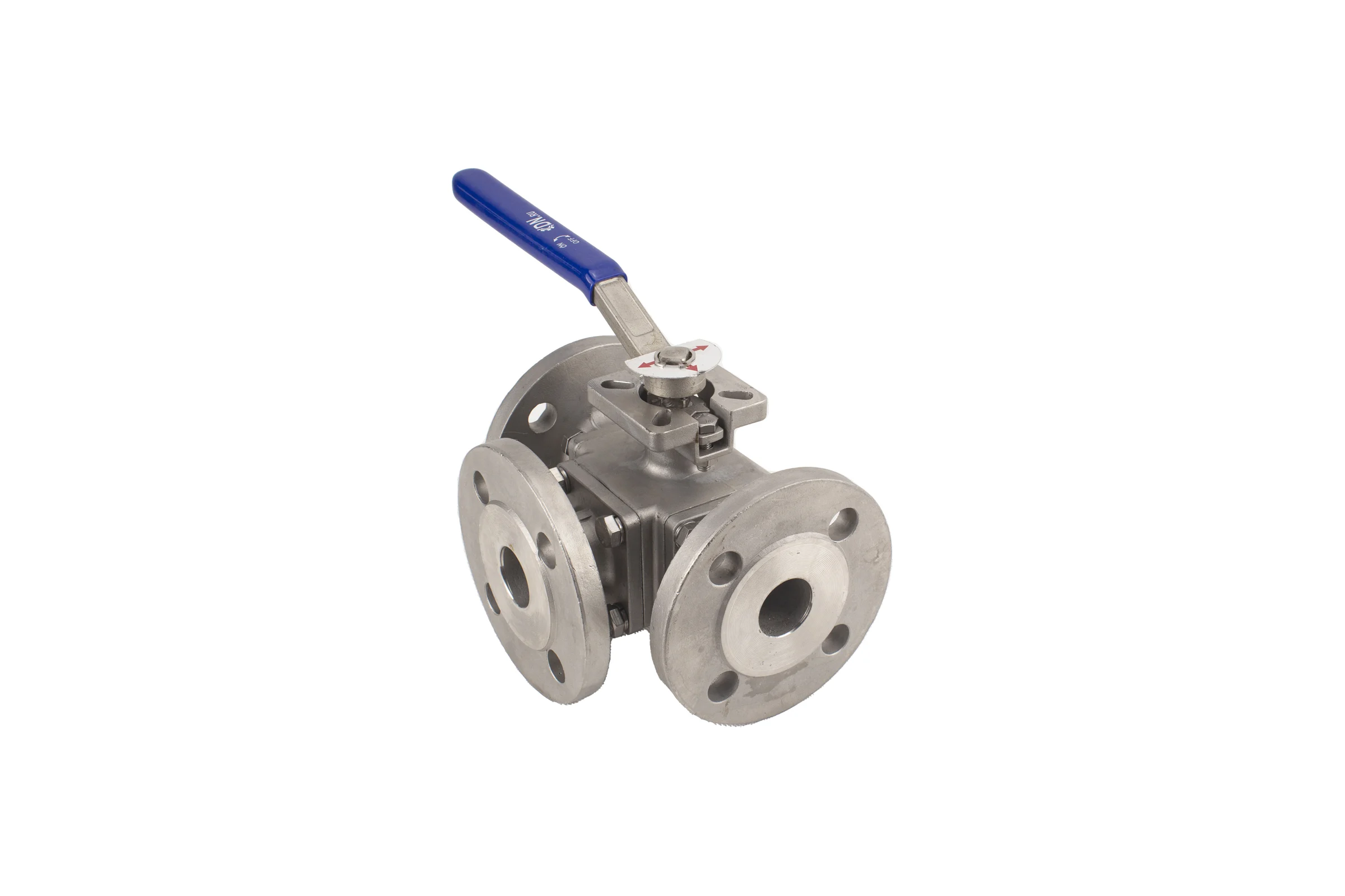 Шаровой полнопроходной кран DN.ru 316-316-PTFE-16 3-ходовой L-тип Ду100 Ру16 с ISO-фланцем D160-28054