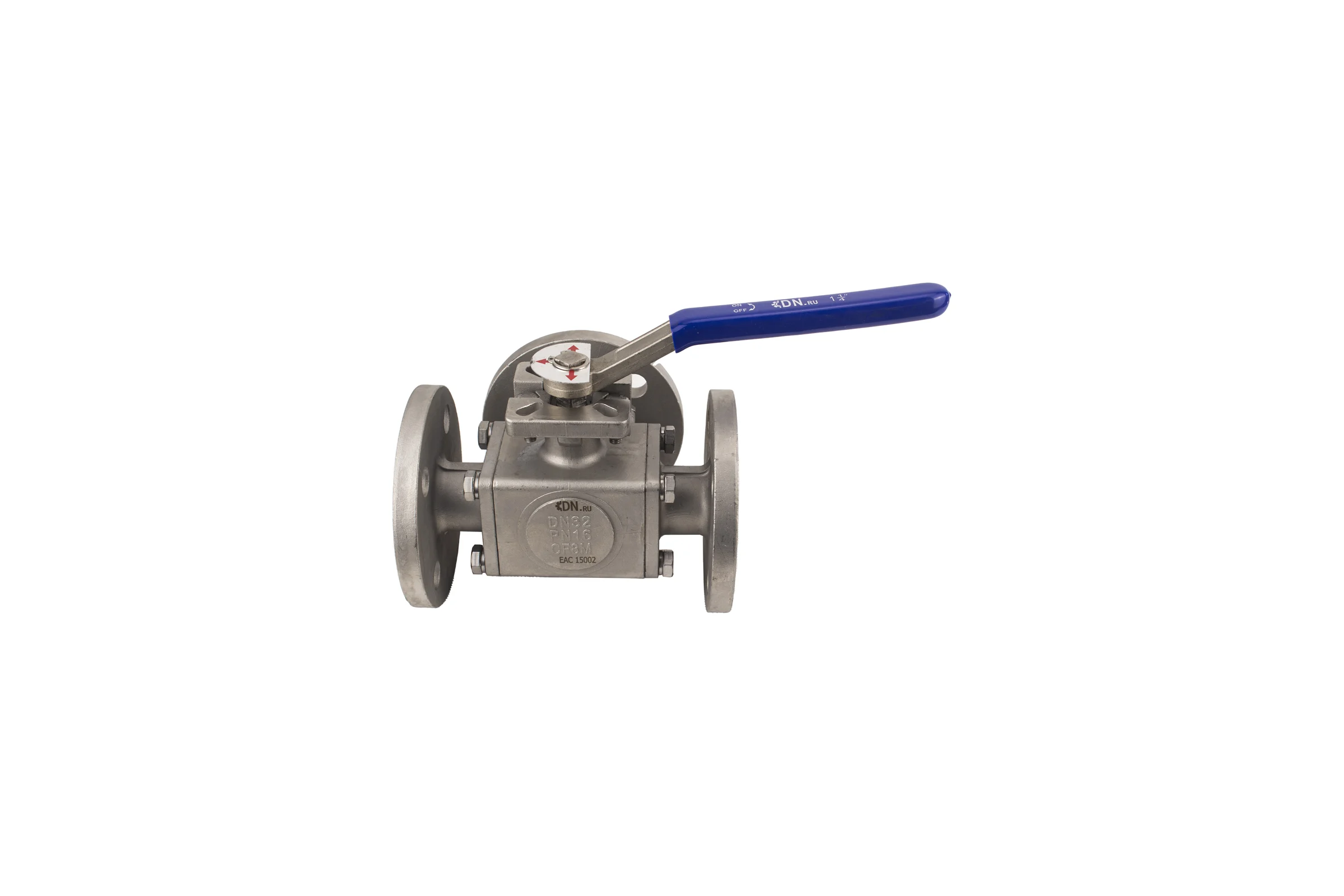 Шаровой полнопроходной кран DN.ru 316-316-PTFE-16 3-ходовой L-тип Ду50 Ру16 с ISO-фланцем D160-28051