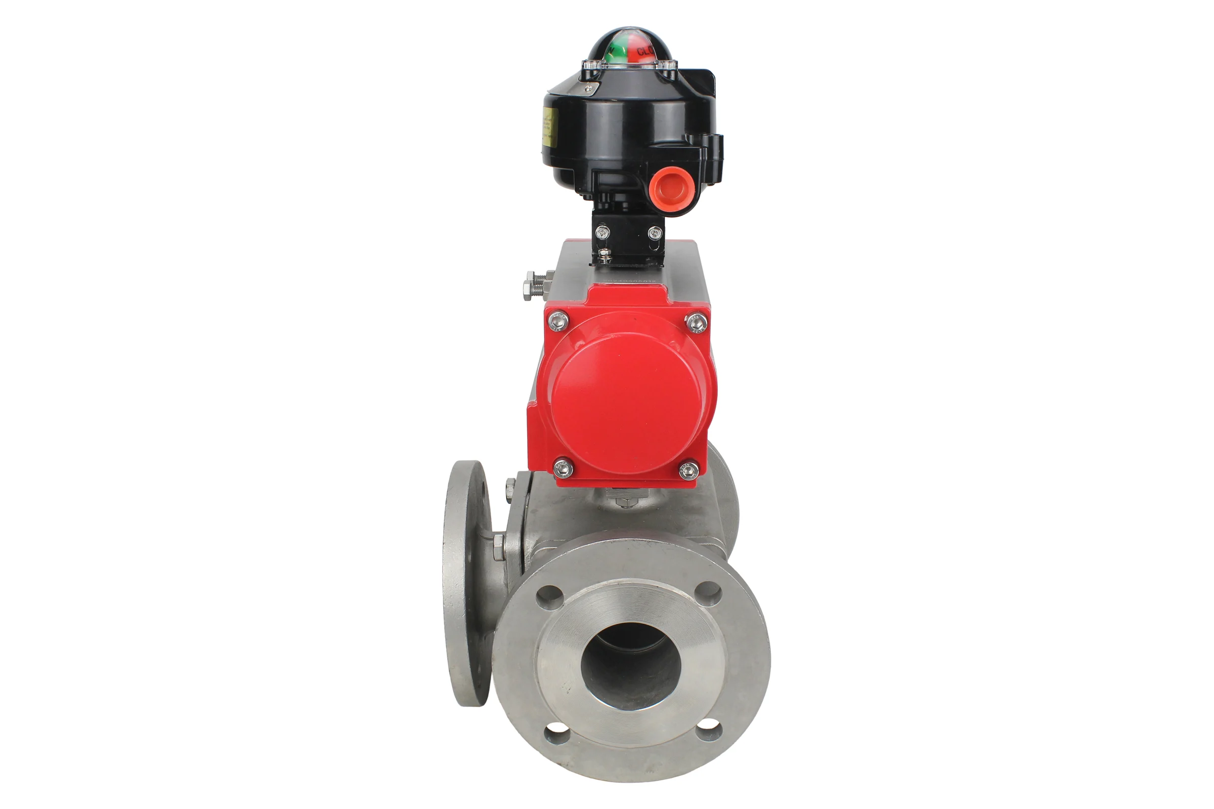 Шаровой кран DN.ru 316-316-PTFE L-тип Ду80 Ру16, пневмопривод, БКВ D160-33448