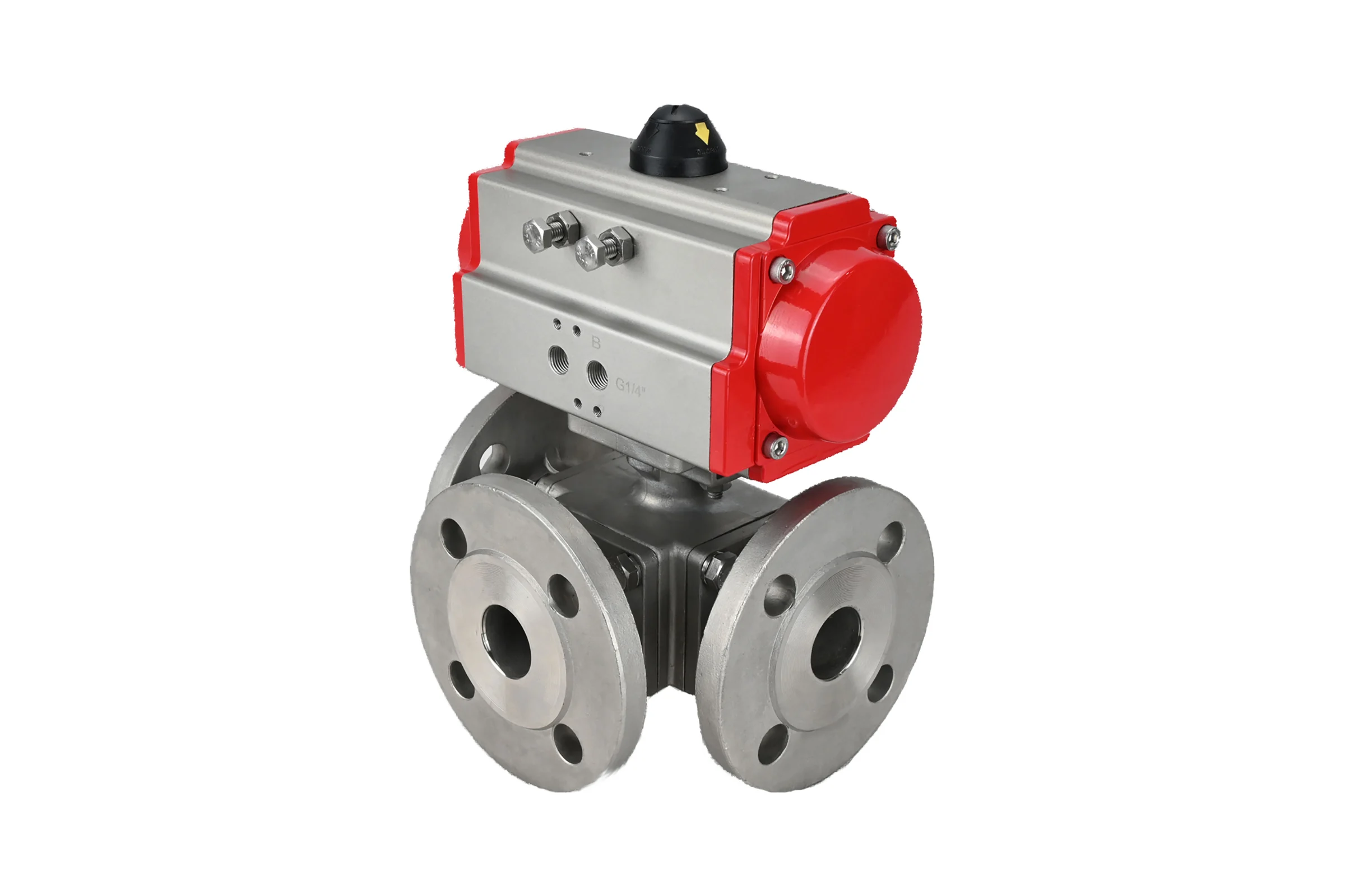 Шаровой кран DN.ru 316-316-PTFE L-тип Ду80 Ру16, пневмопривод D160-32067