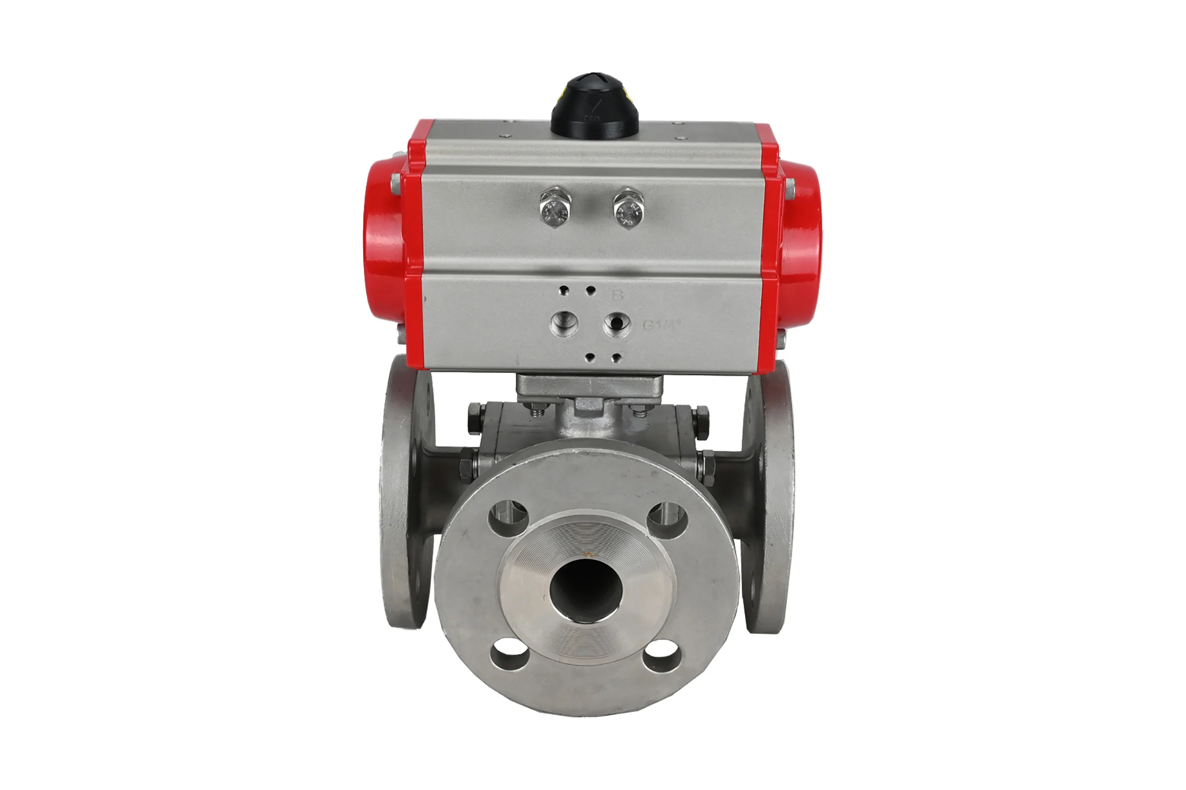 Шаровой кран DN.ru 316-316-PTFE L-тип Ду80 Ру16, пневмопривод D160-32067