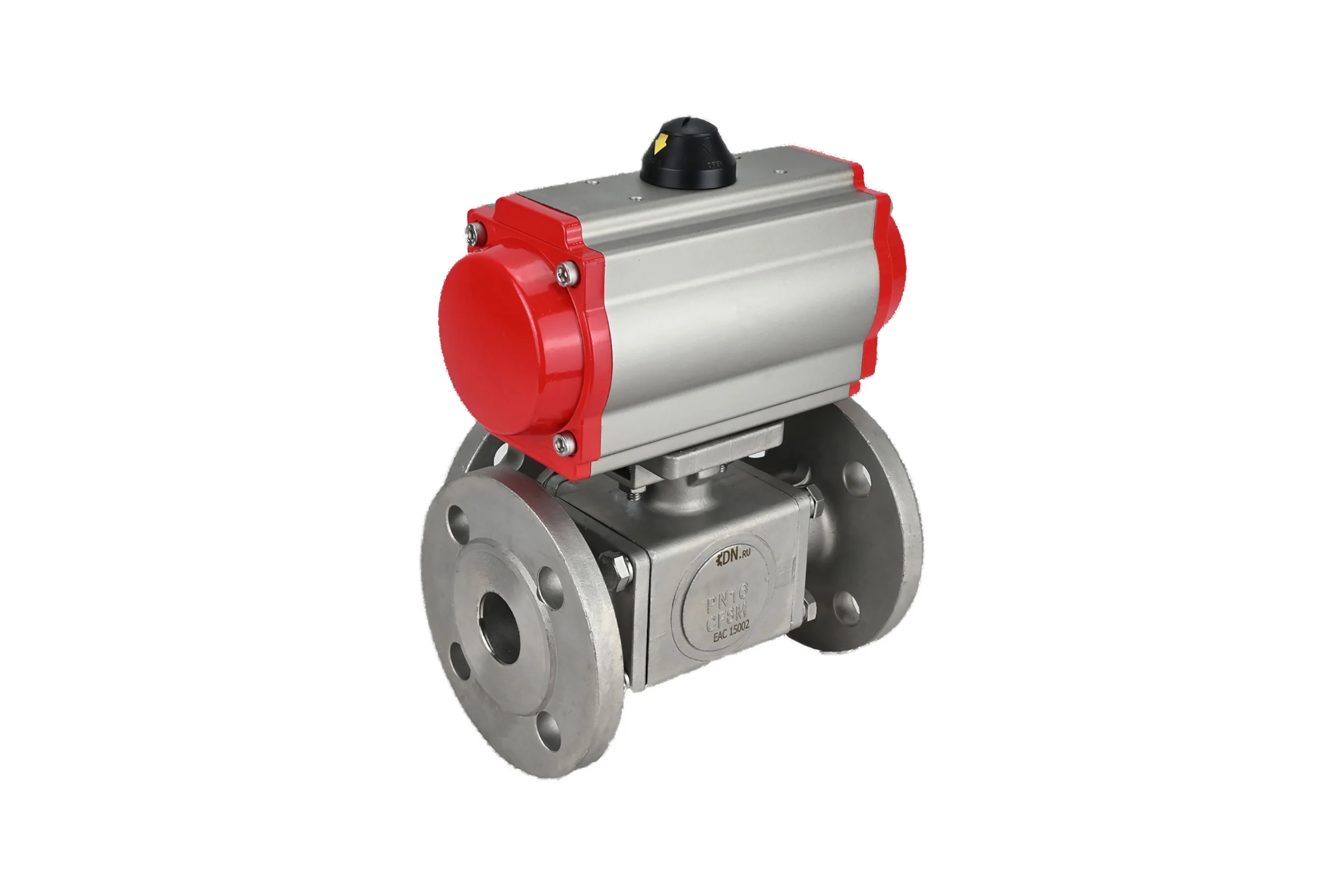 Шаровой кран DN.ru 316-316-PTFE L-тип Ду80 Ру16, пневмопривод D160-32067