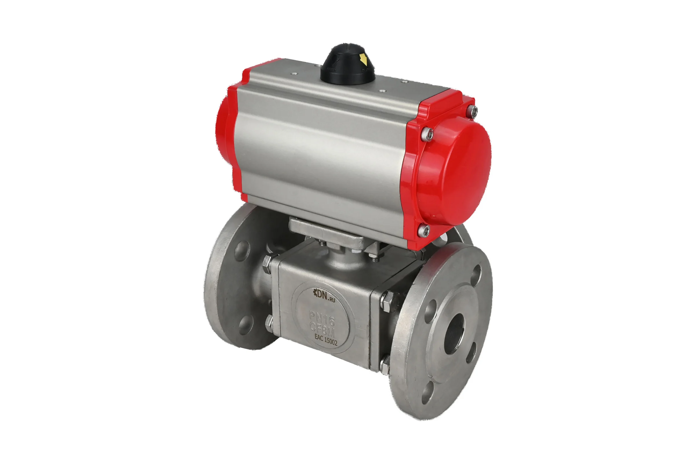 Шаровой кран DN.ru 316-316-PTFE L-тип Ду80 Ру16, пневмопривод D160-32067