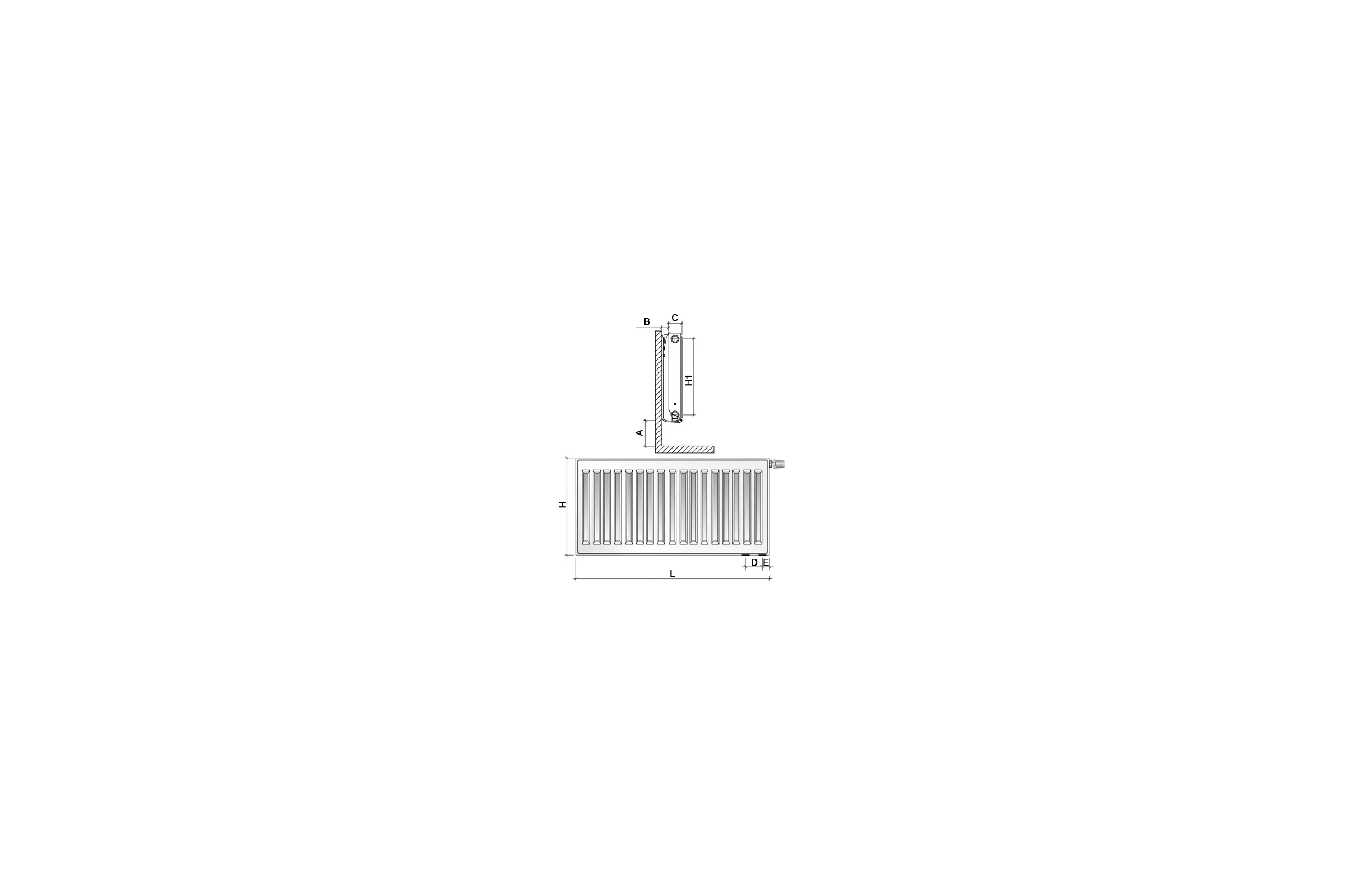 Панельный радиатор ROYAL THERMO VENTIL COMPACT VC11-500-1200 RAL9016 НС-1190794