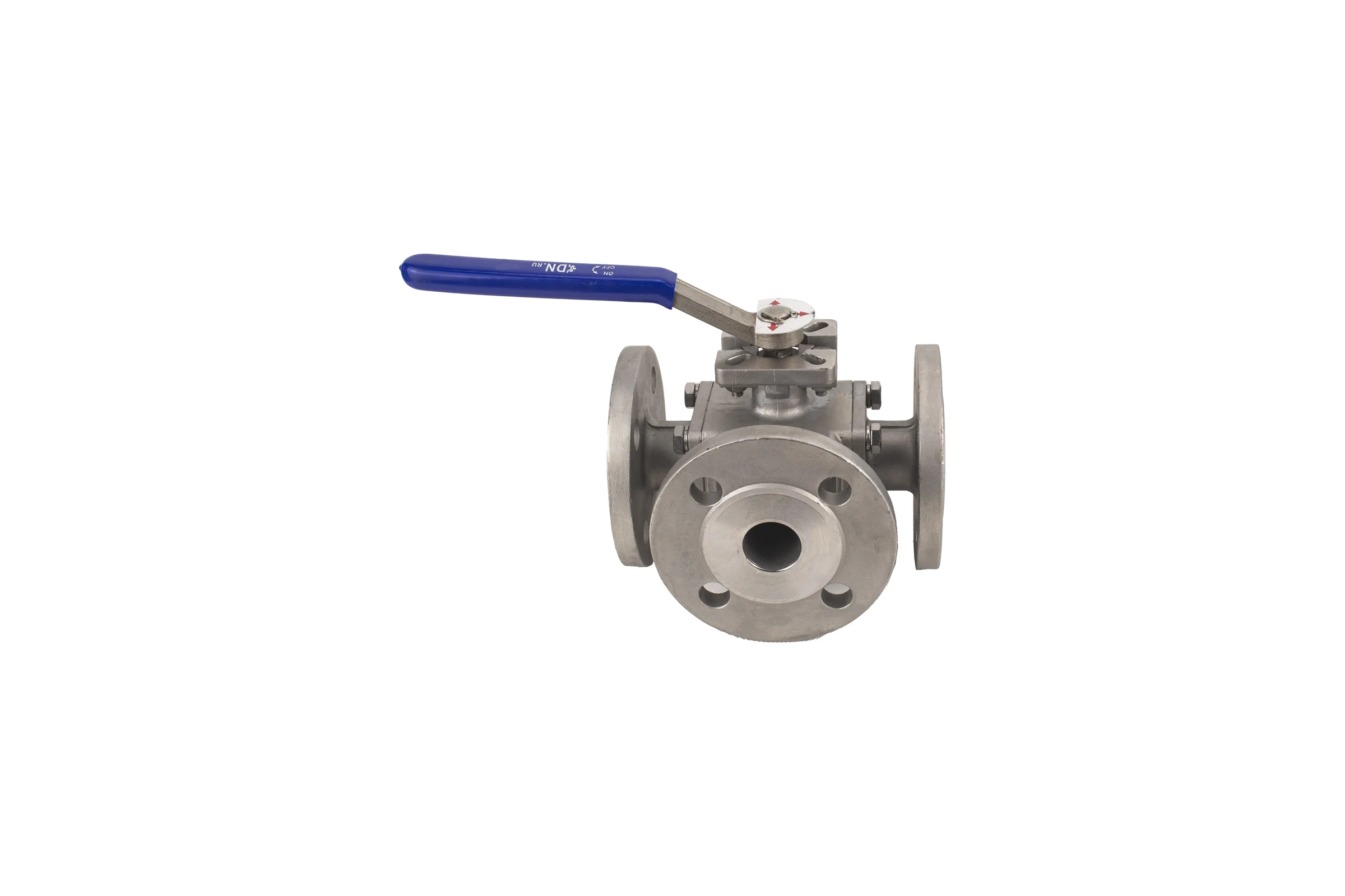 Шаровой полнопроходной кран DN.ru 316-316-PTFE-16 3-ходовой Т-тип Ду100 Ру16 с ISO-фланцем D160-28045