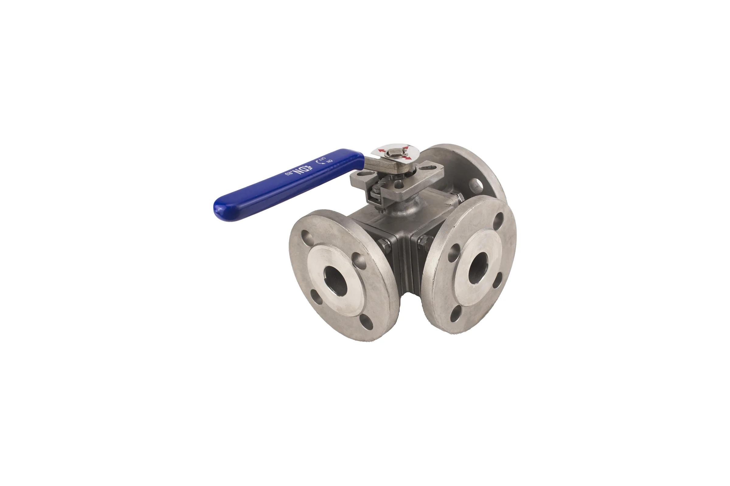 Шаровой полнопроходной кран DN.ru 316-316-PTFE-16 3-ходовой Т-тип Ду100 Ру16 с ISO-фланцем D160-28045