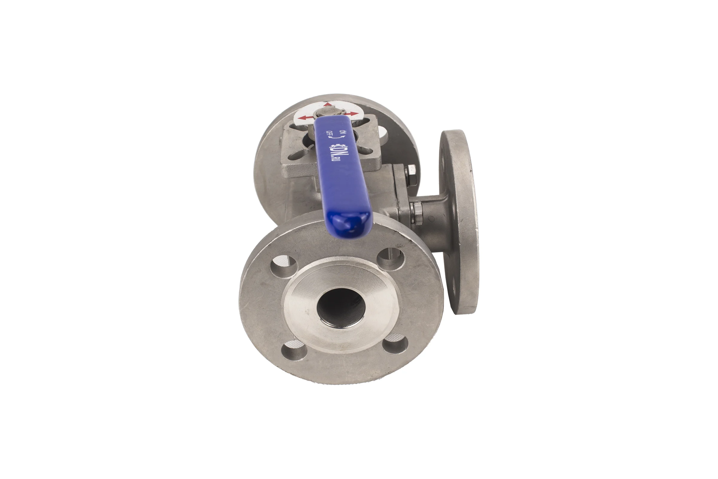 Шаровой полнопроходной кран DN.ru 316-316-PTFE-16 3-ходовой Т-тип Ду100 Ру16 с ISO-фланцем D160-28045