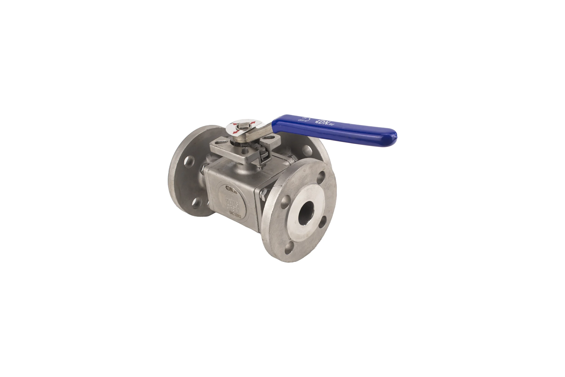 Шаровой полнопроходной кран DN.ru 316-316-PTFE-16 3-ходовой Т-тип Ду100 Ру16 с ISO-фланцем D160-28045