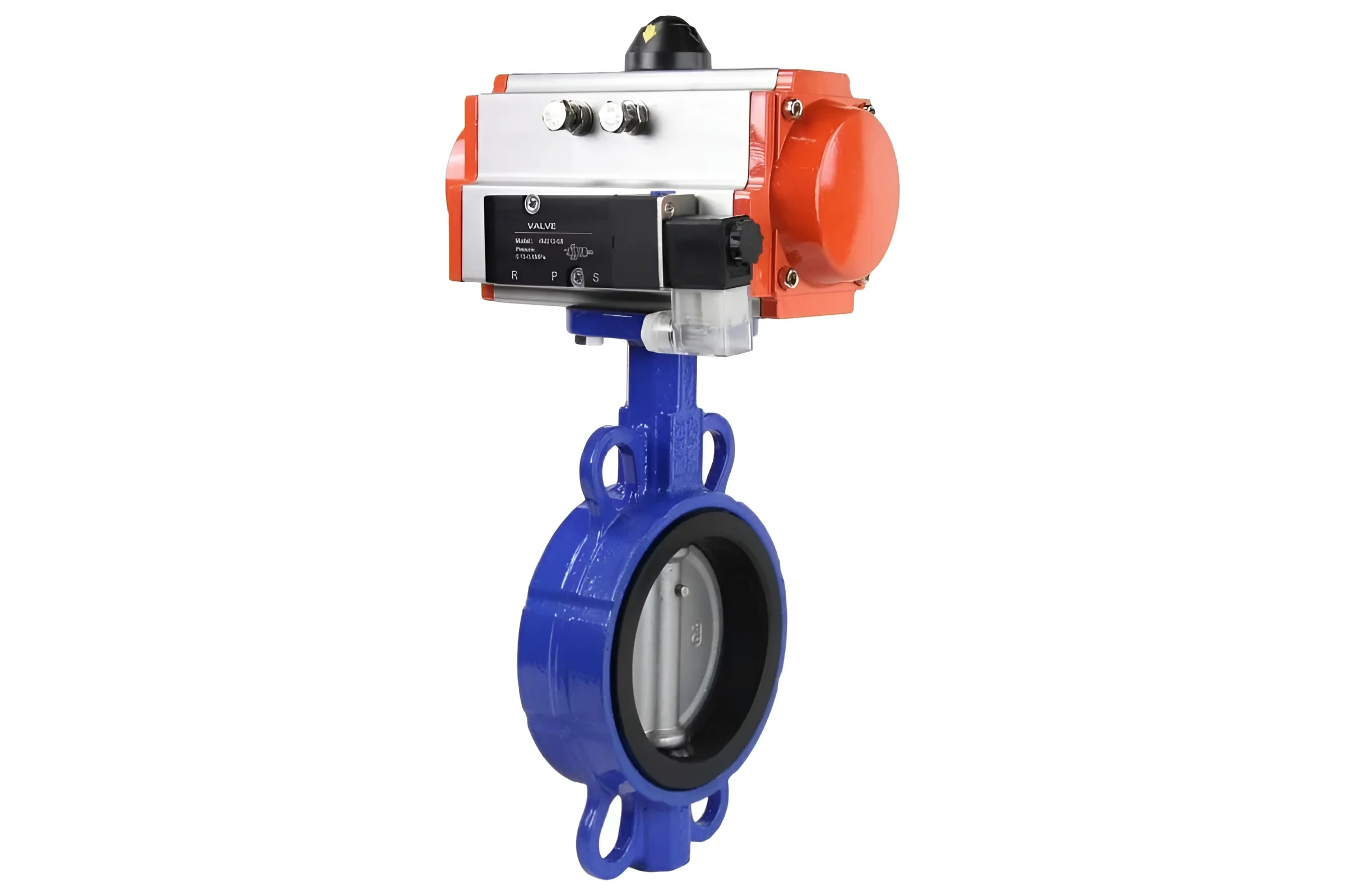Затвор DN.ru GG25-316L-NBR Ду200 Ру16 с пневмоприводом, пневмораспределителем D050-20256