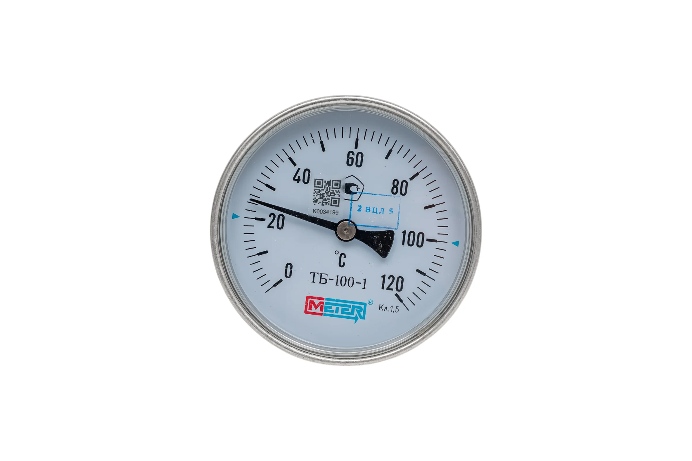 Термометр МЕТЕР ТБ-100-1 T=0..120 С L=160мм кл.1.5, с латун.гильзой G1/2 2553