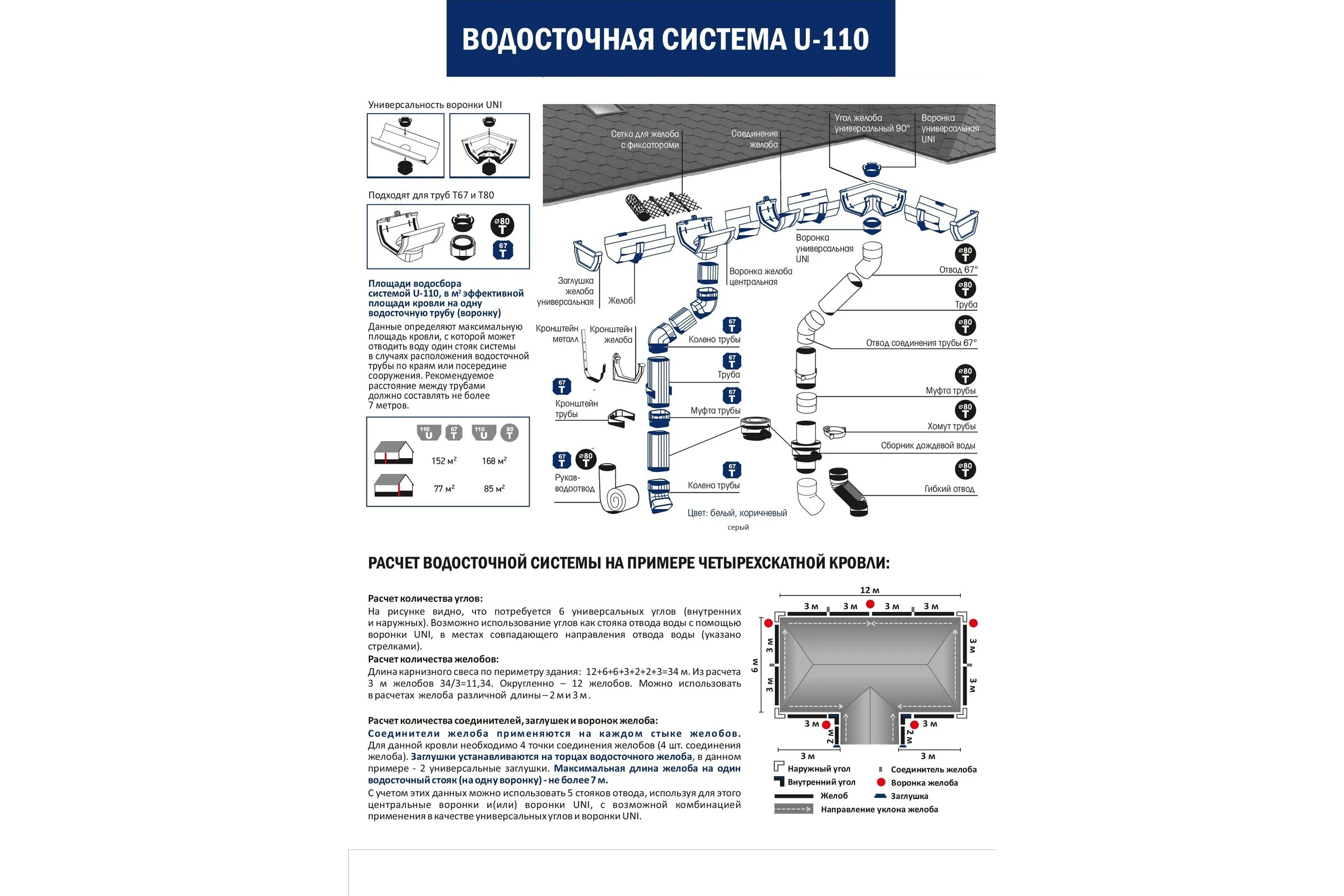 Отвод VN 67x67, U110x67, коричневый TBB