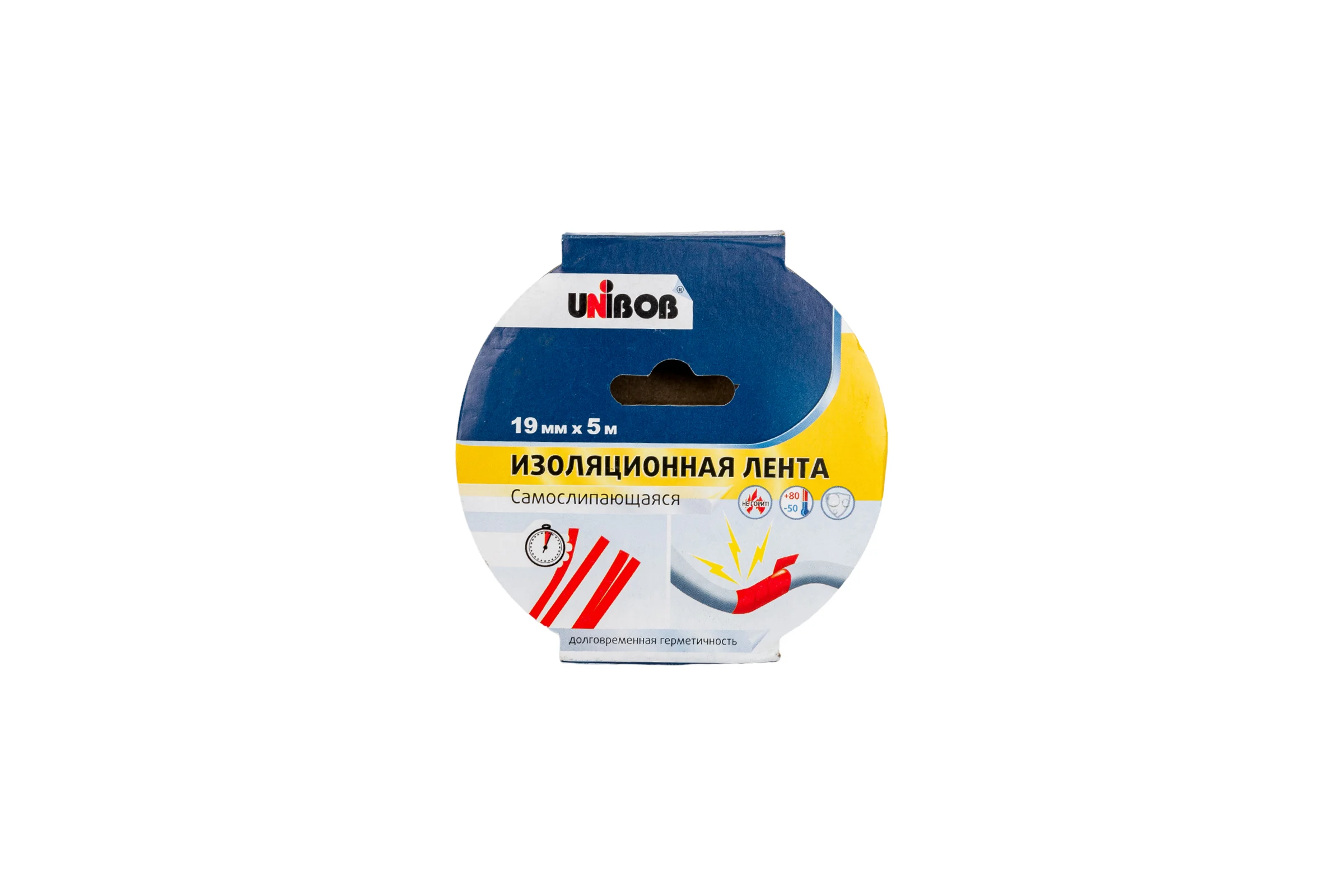 Самослипающаяся изолента ПВХ UNIBOB 19 мм х 5 м черная 211774