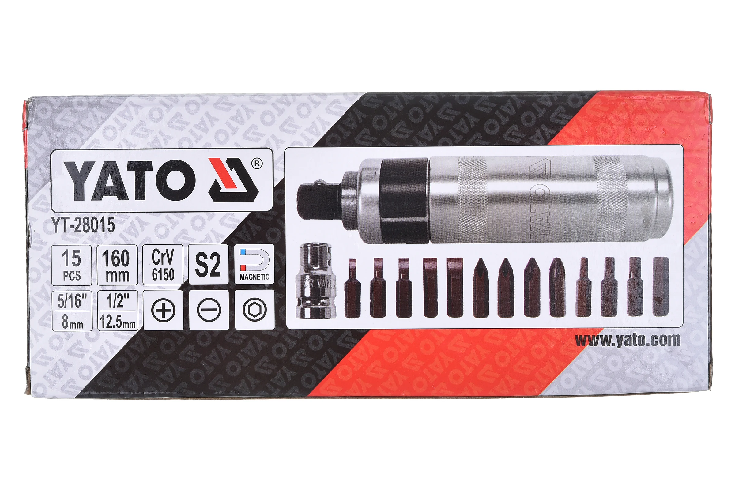 Цельнометаллическая ударная отвертка YATO YT-28015