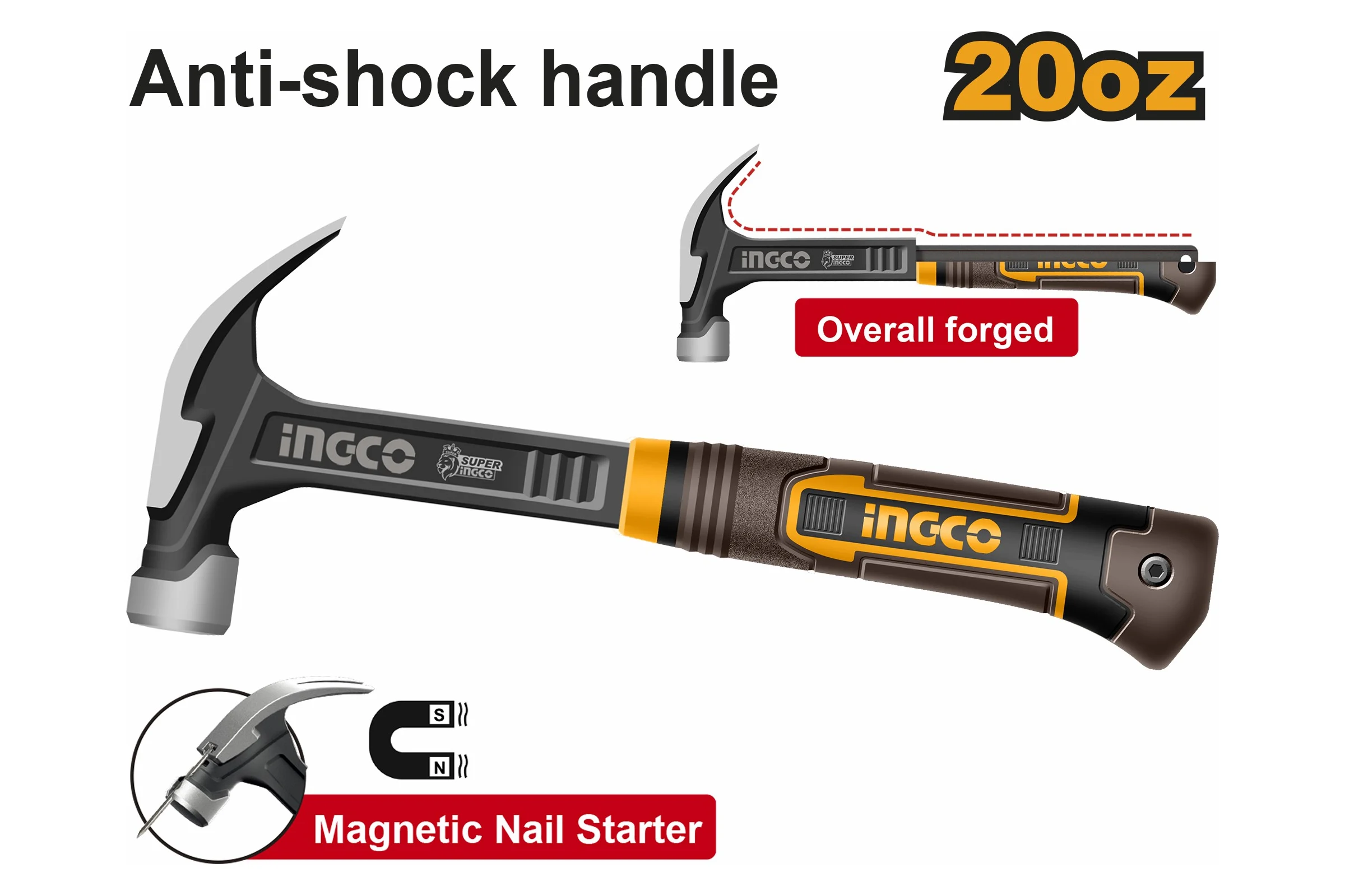 Молоток-гвоздодер INGCO 560 гр. SUPER INDUSTRIAL HCH81020L