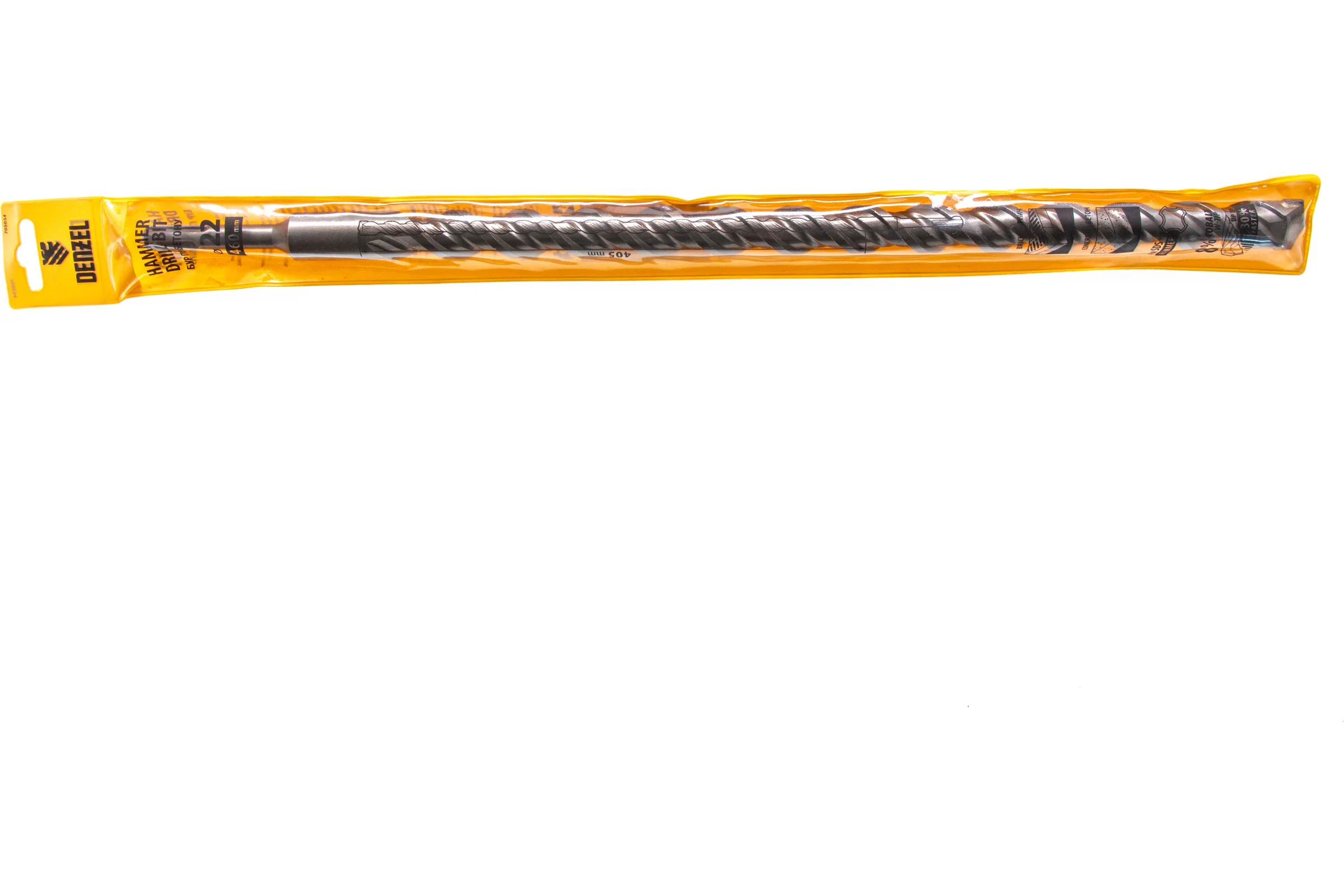Бур по бетону, двойная спираль, Cobalt W-tip (22x460 мм; SDS PLUS) Denzel 705054