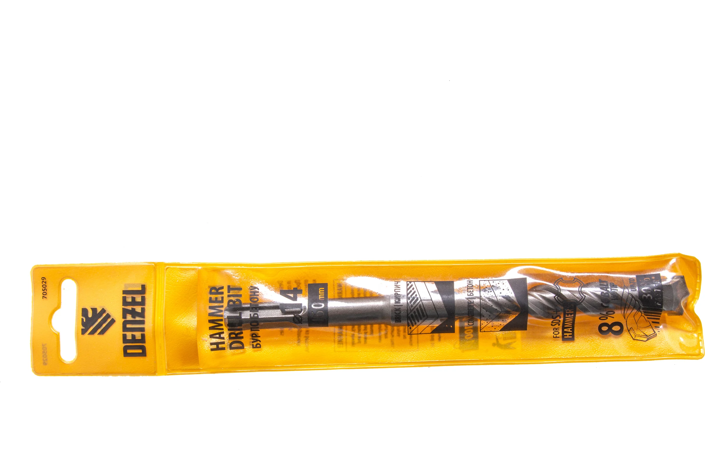 Бур по бетону, двойная спираль, Cobalt W-tip (14x160 мм; SDS PLUS) Denzel 705029