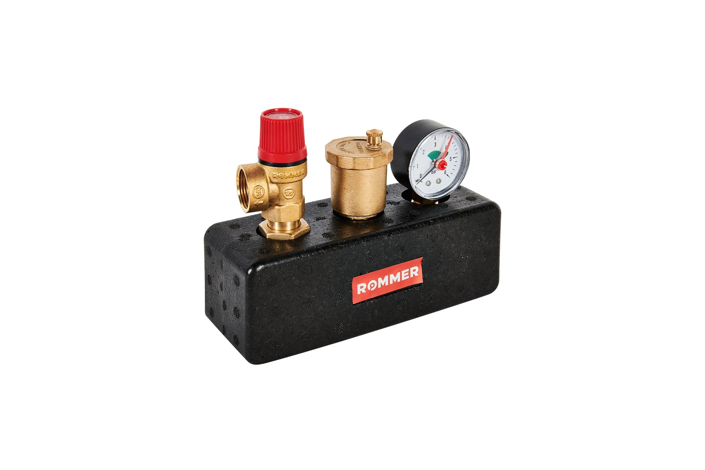 Группа безопасности котла ROMMER 3 бар, 1  (до 50 кВт) (в теплоизоляции) RVS-0004-055025 RG0092LPJR7P1E