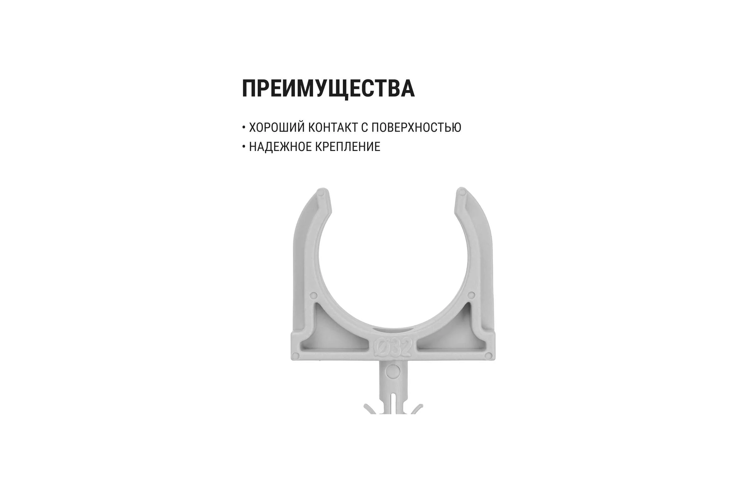 Крепеж-клипса для трубы TDM ELECTRIC 32 мм, с дюбелем, серая, 25 шт. TDM SQ0405-0094