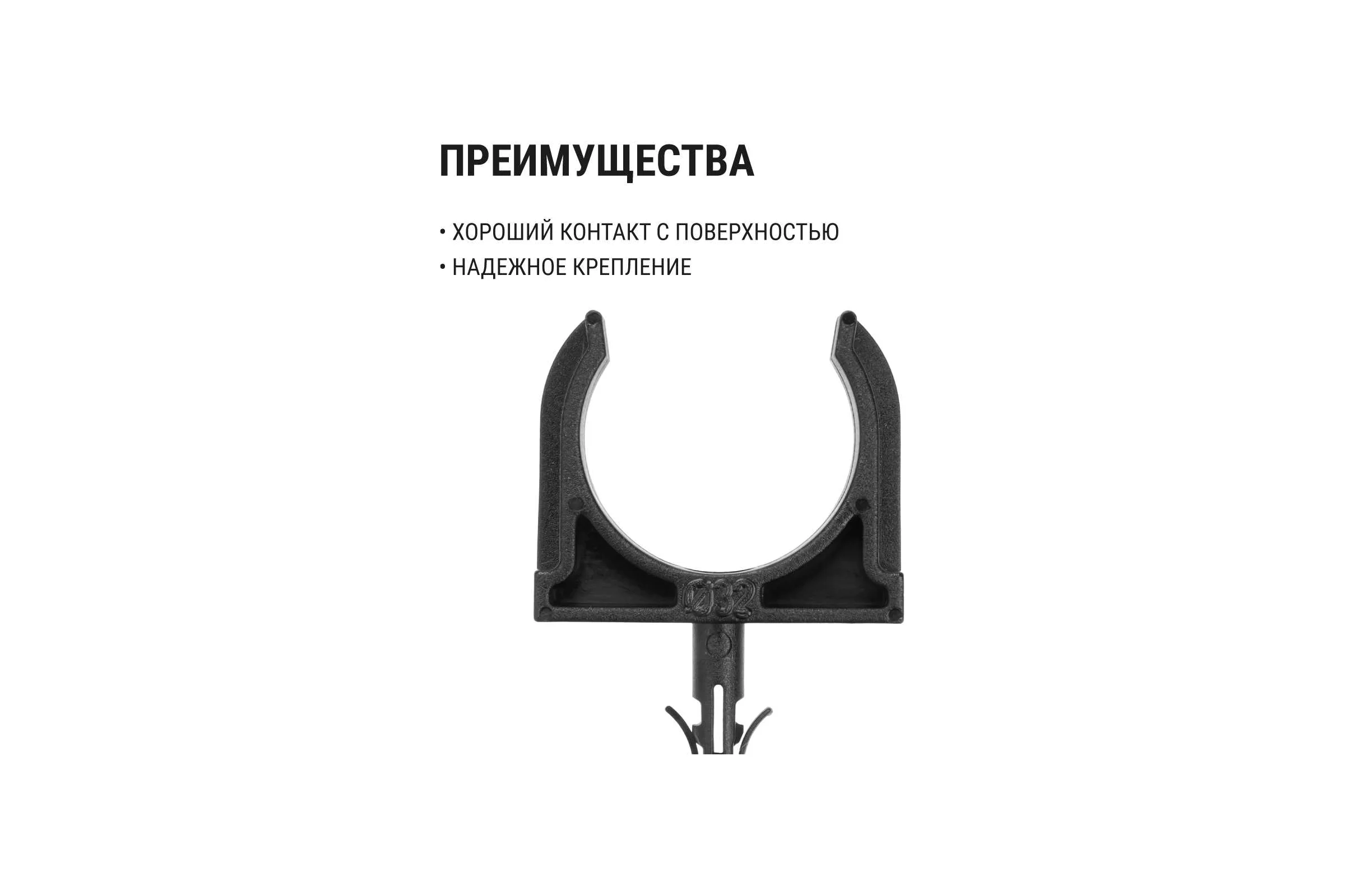 Крепеж-клипса для трубы TDM ELECTRIC 32 мм, с дюбелем, черная, 25 шт. TDM SQ0405-0194
