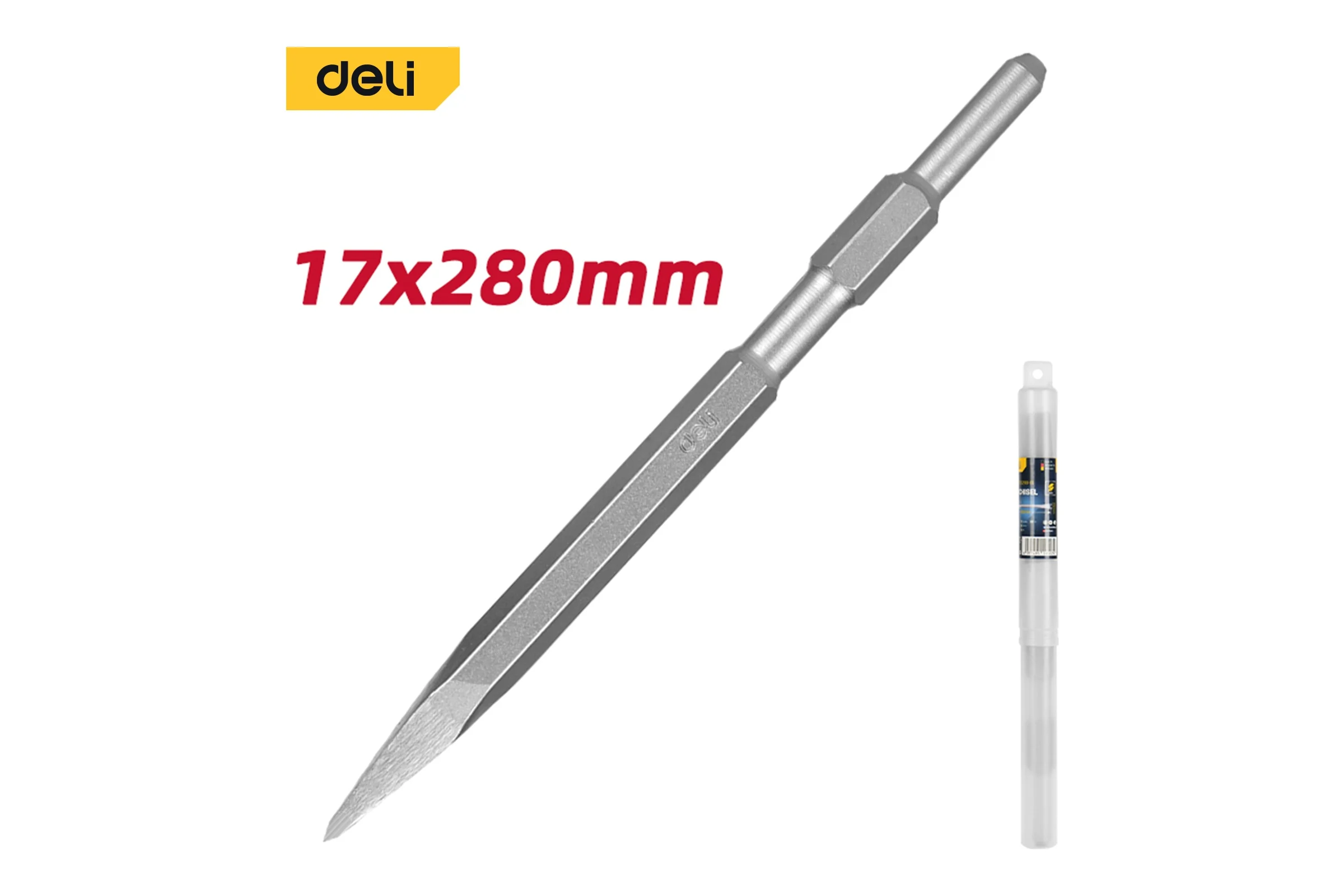 Долото-пика HEX17 DH-HJZ017-E1 (17x280 мм, сталь 40Cr) DELI 165457