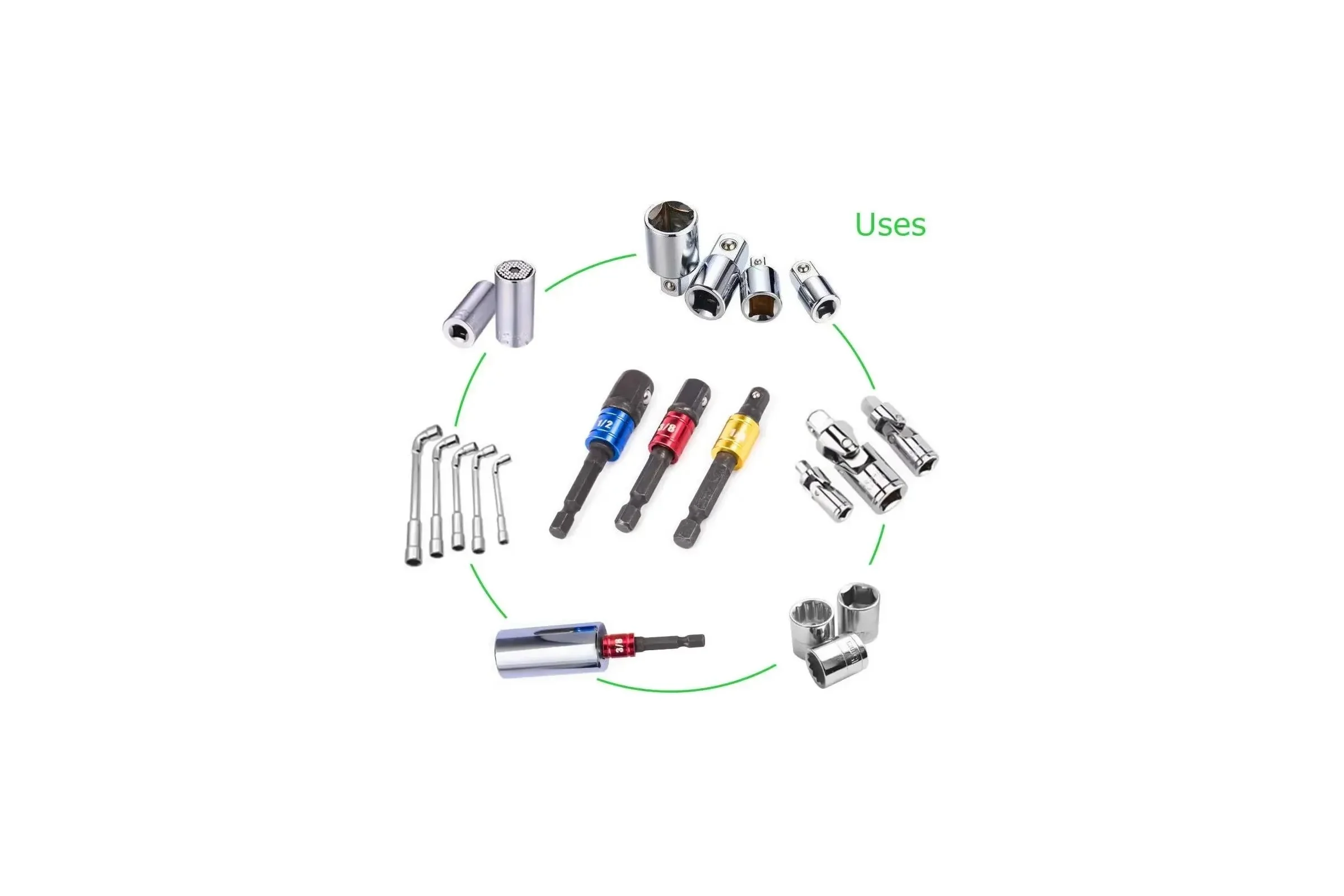 Переходники для шуруповерта под торцевые головки 1/4"DR, 3/8"DR, 1/2"DR, длина 73-65 мм, комплект 3 шт Vitatools perehodniki-pod-tortsevye-golovki-3