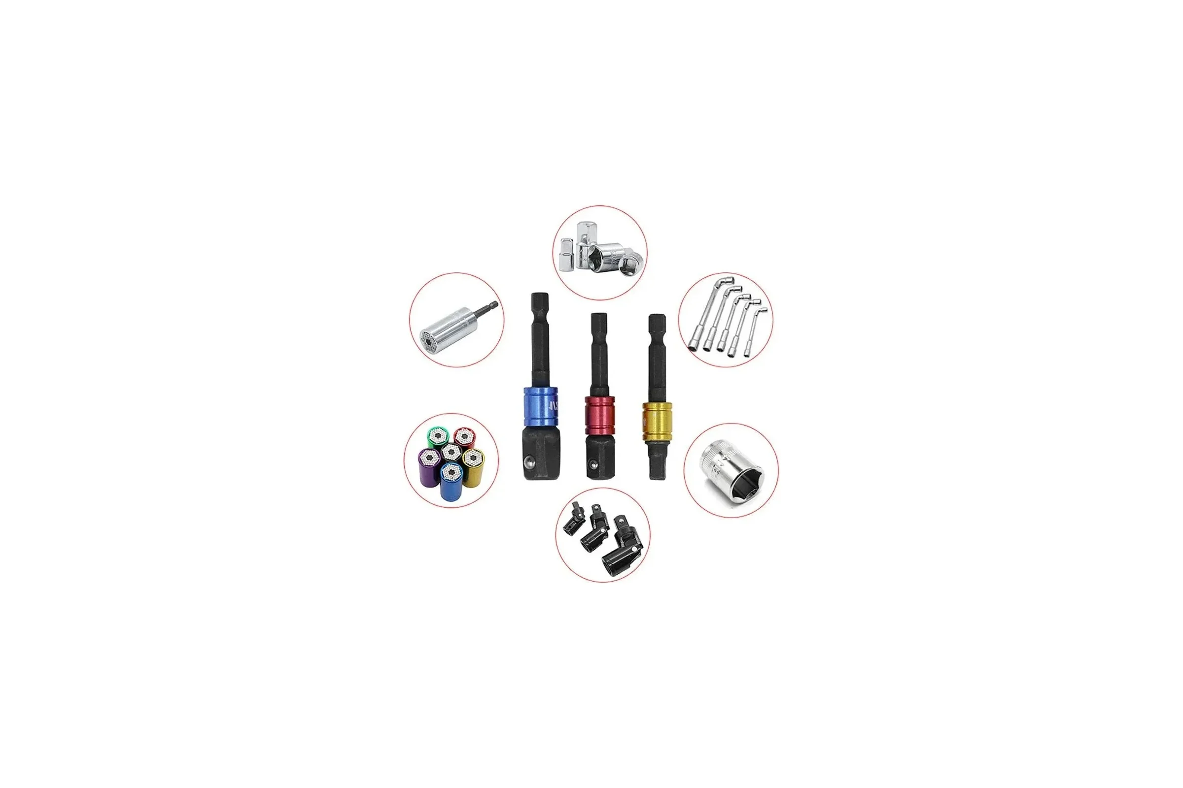 Переходники для шуруповерта под торцевые головки 1/4"DR, 3/8"DR, 1/2"DR, длина 73-65 мм, комплект 3 шт Vitatools perehodniki-pod-tortsevye-golovki-3
