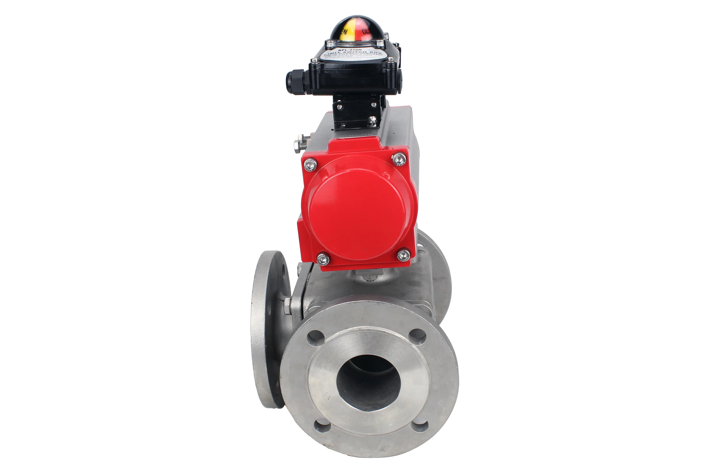Шаровой кран DN.ru 316-316-PTFE L-тип Ду32 Ру16, пневмопривод, БКВ D160-33408