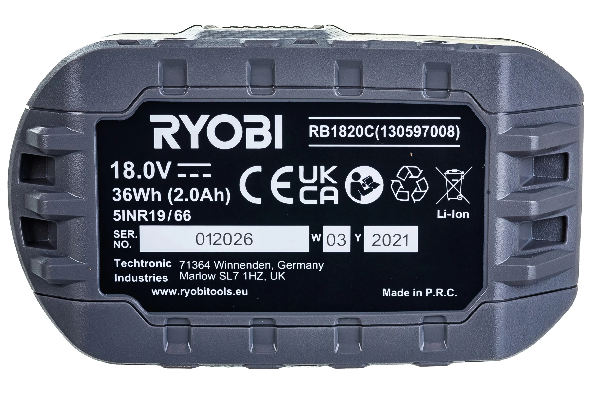 Аккумулятор Ryobi ONE+ 2.0 Ач RB1820C 5133005052