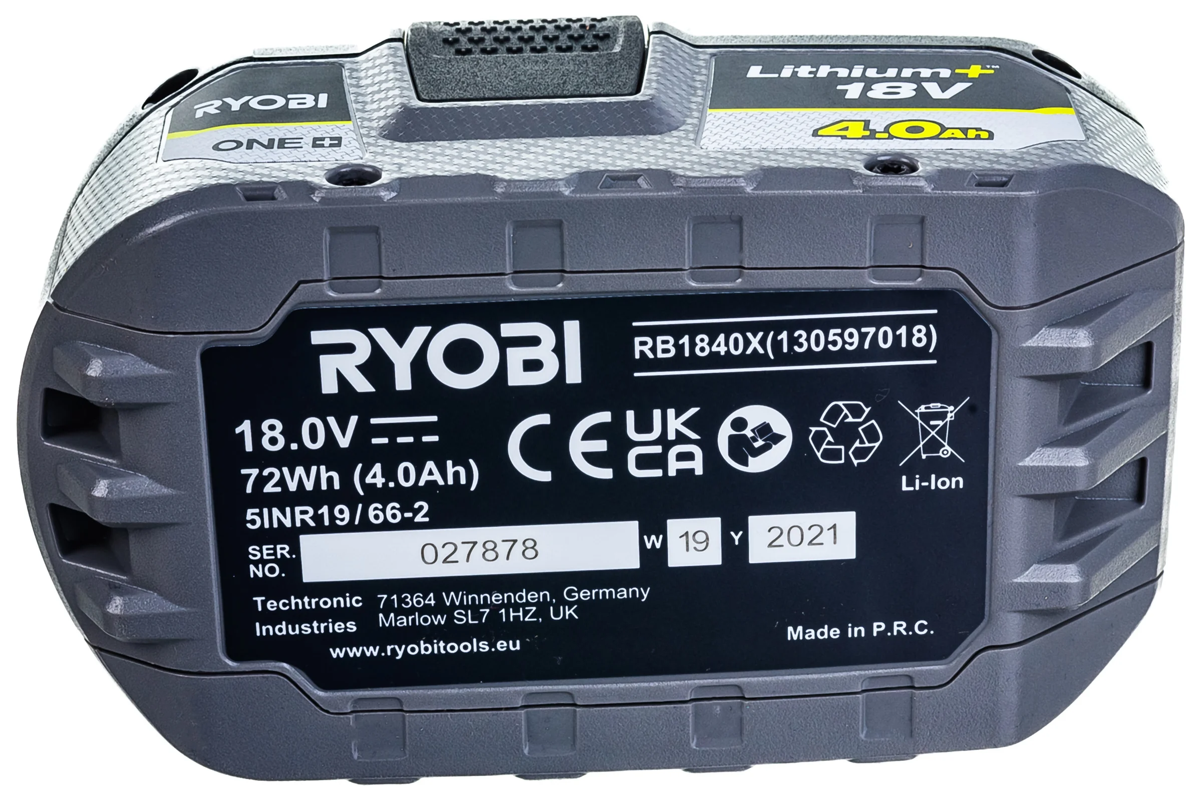 Аккумулятор Ryobi ONE+ RB1840X (18 В; 4 А*ч; Li-ion) 5133005053