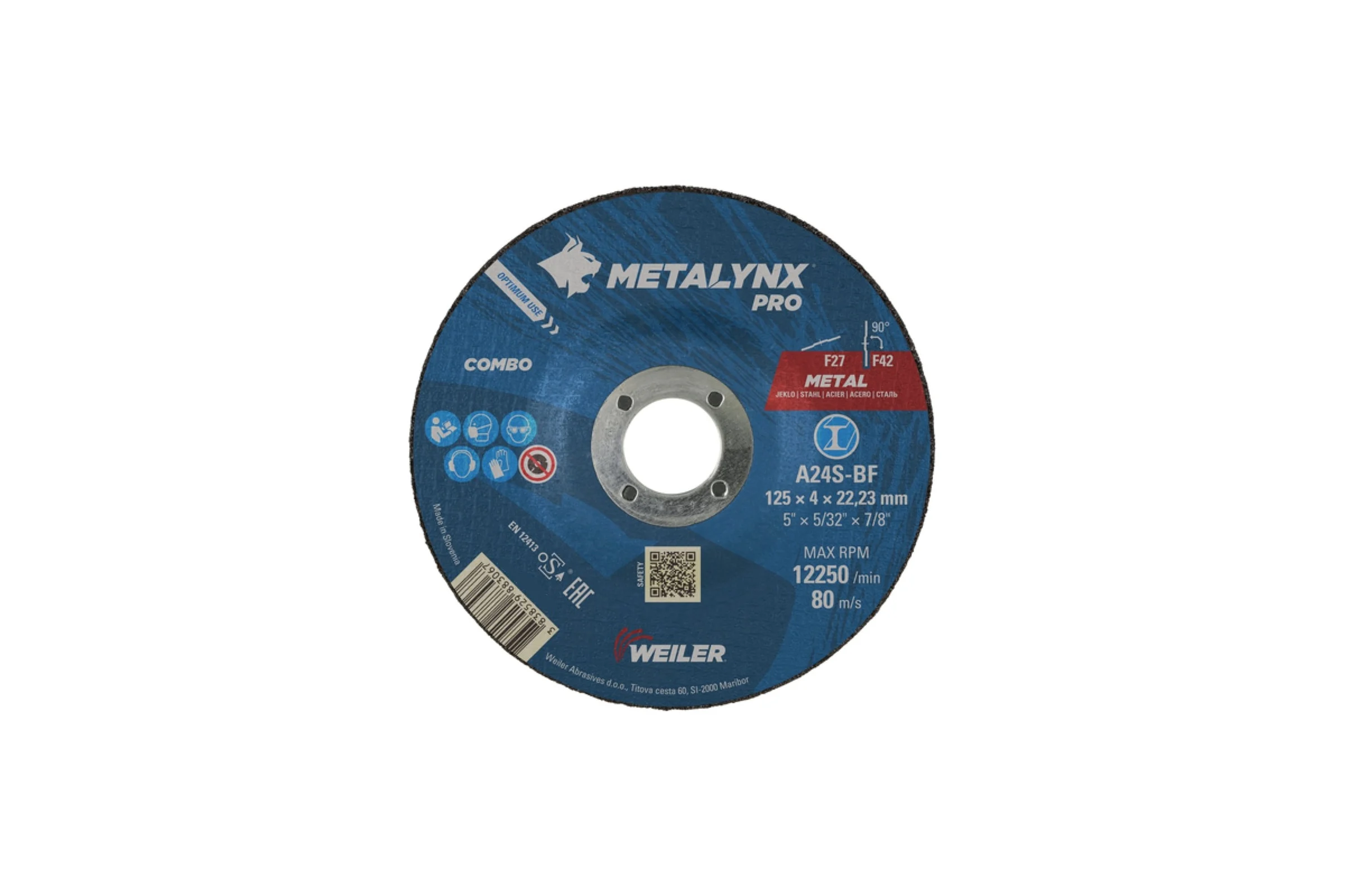 Круг шлифовально-отрезной по металлу Metalynx COMBO 125x4.0x22.23, А24S-BF, F27-42 SKORPIO 3838529883067